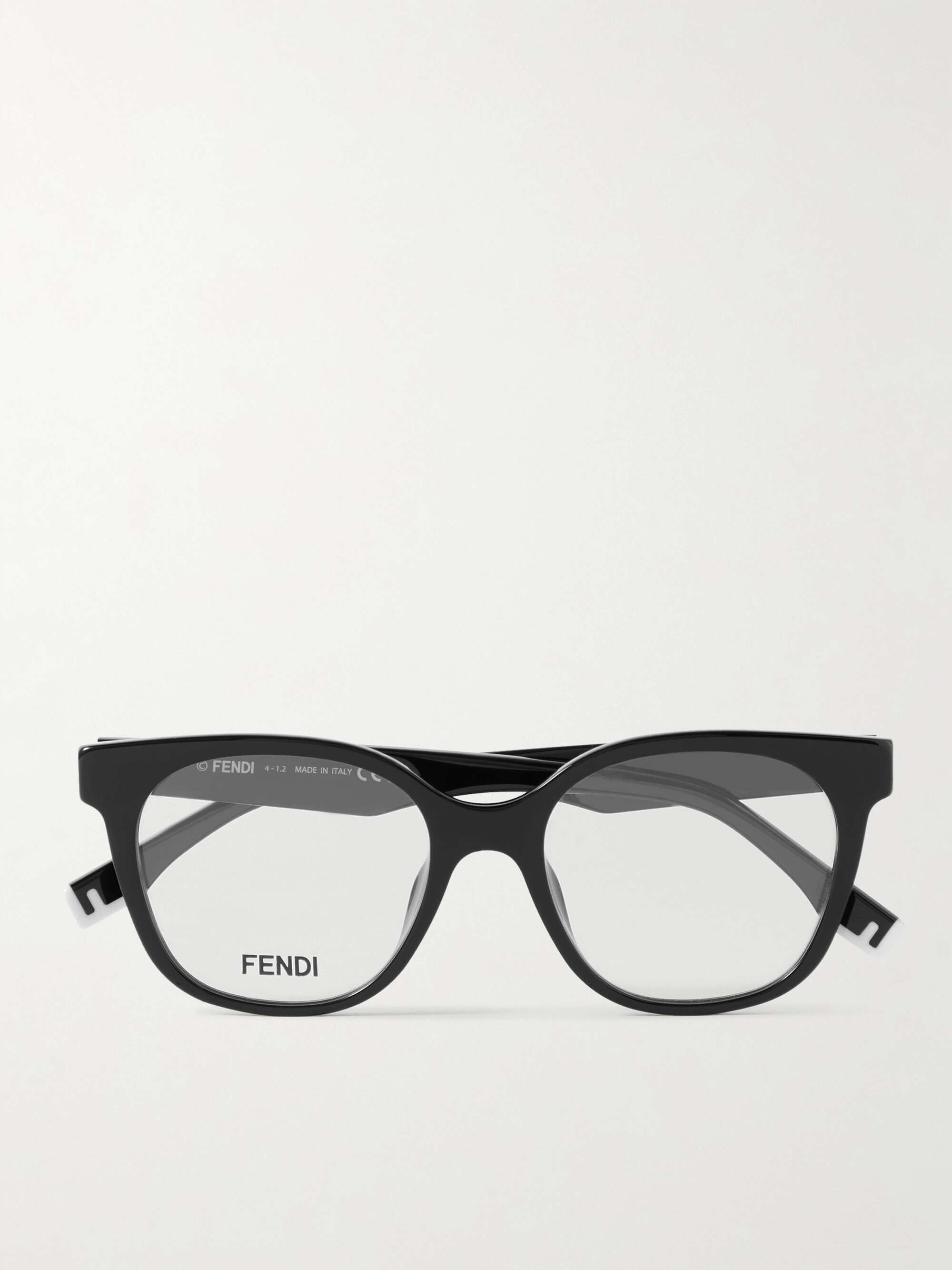 Black D-frame acetate glasses, Fendi Eyewear