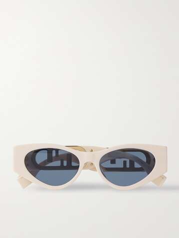 Fendi Cat-eye Acetate And Silver-tone Optical Glasses in Black