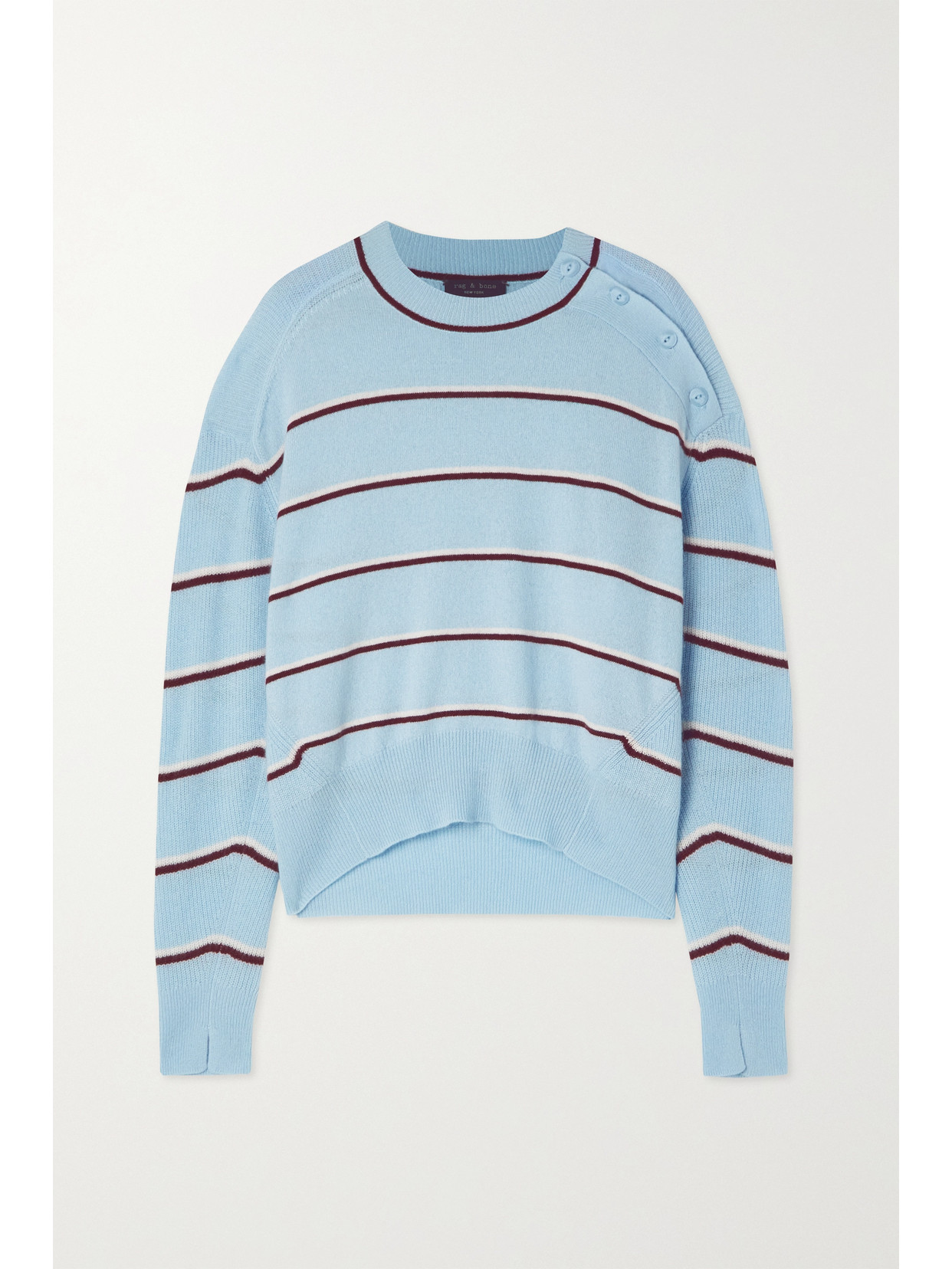 Rag & Bone Pierce Striped Cashmere Sweater In Blue