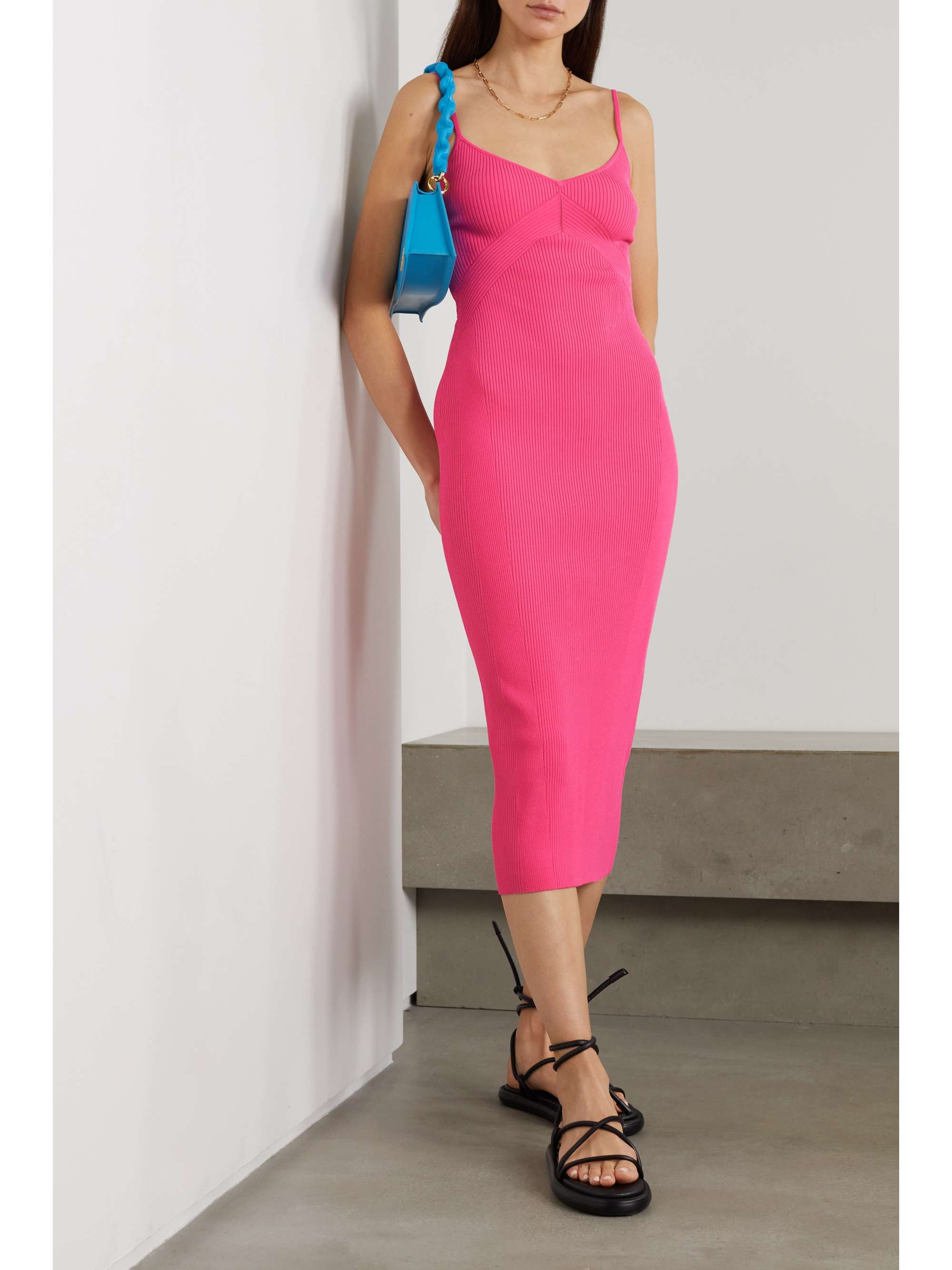 ribbed-knit midi dress 
