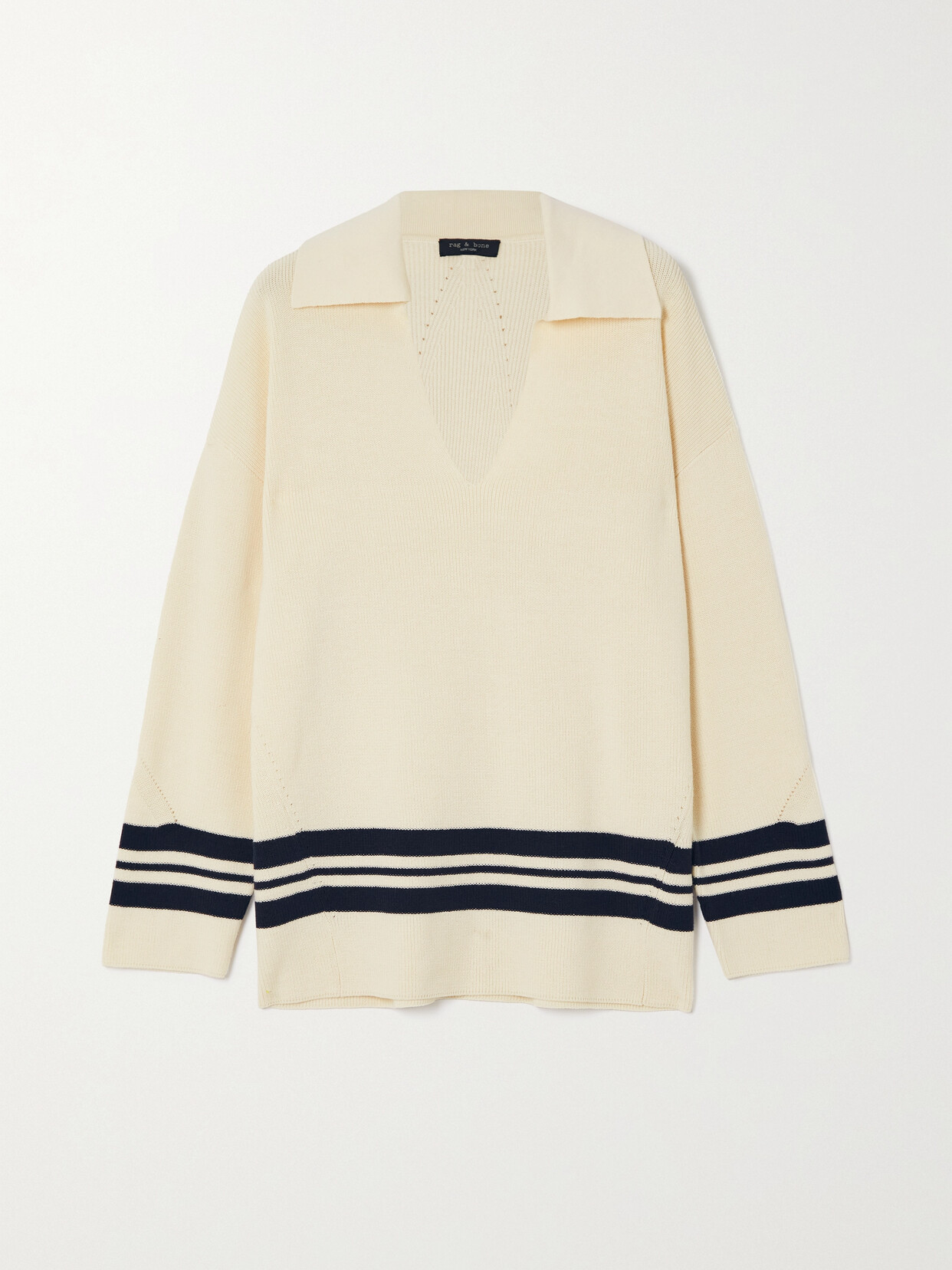 Rag & Bone Striped Cotton-blend Sweater In Black