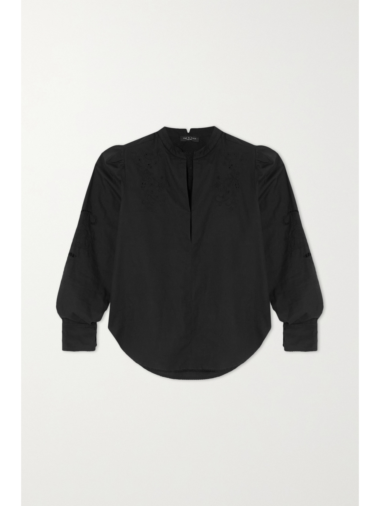 Rag & Bone Jade Broderie Anglaise Cotton-poplin Blouse In Black