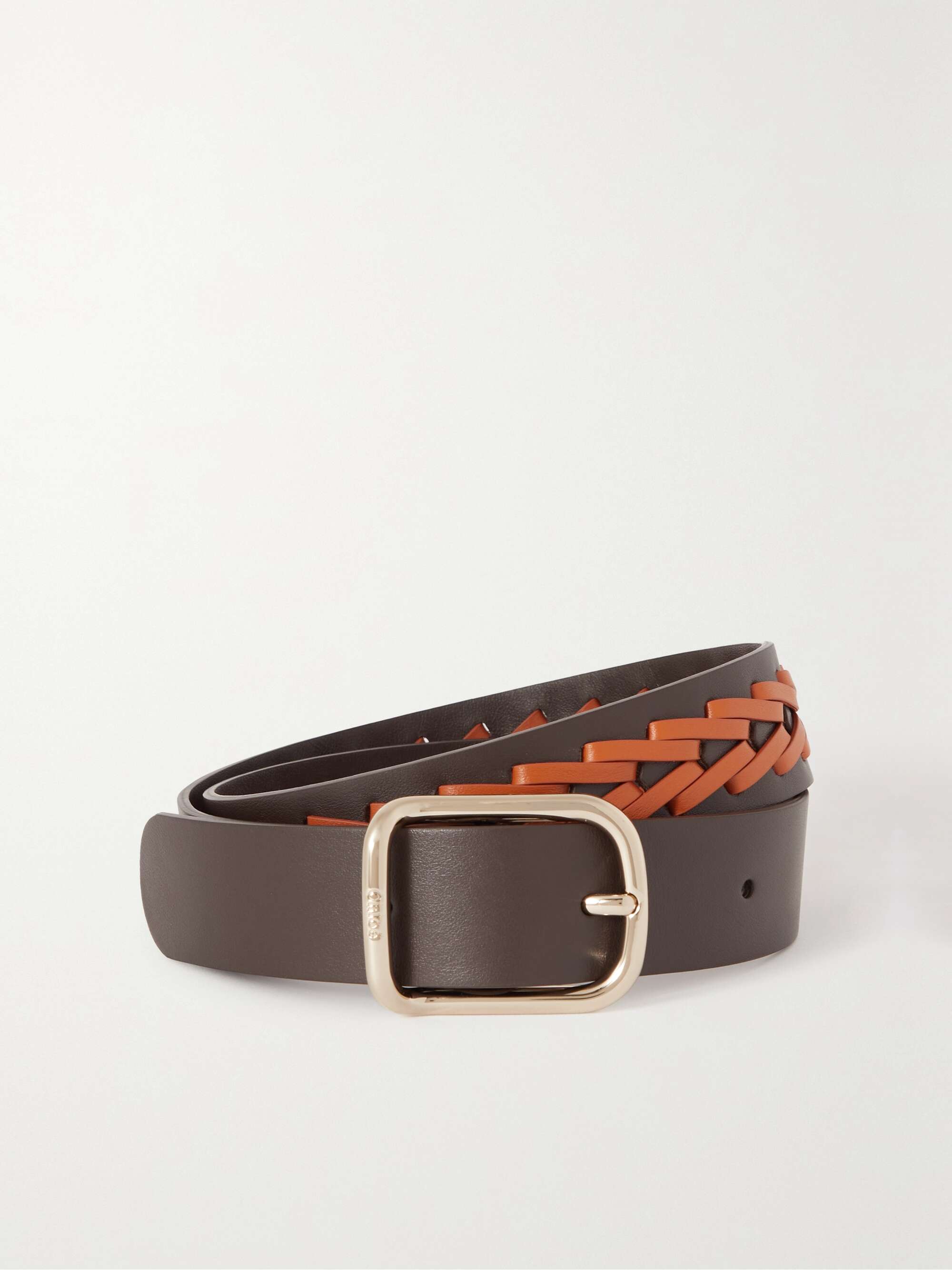 Brown Micah whipstitched leather belt 