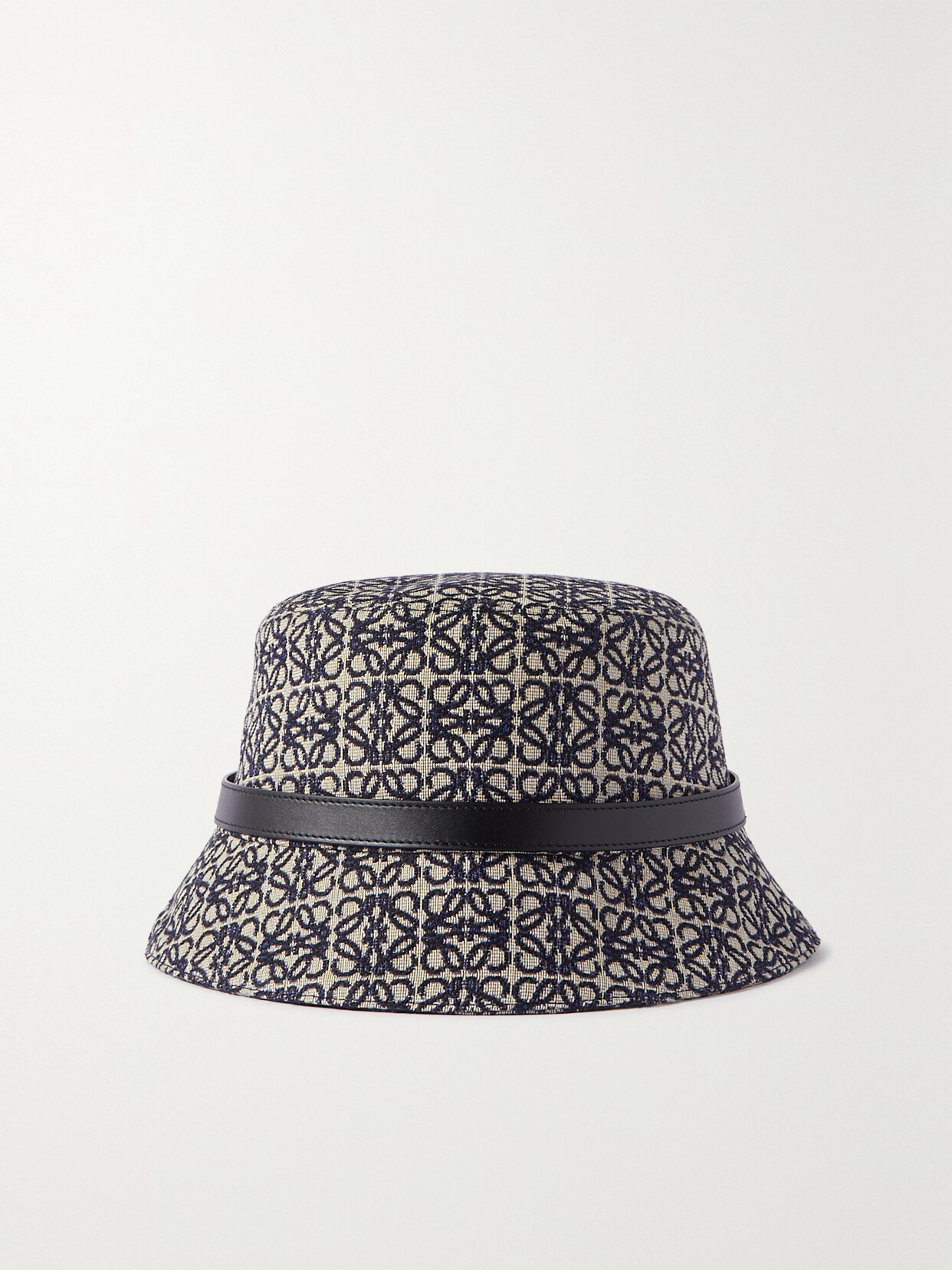 Loewe Leather-trimmed Cotton-blend Jacquard Bucket Hat In Blue