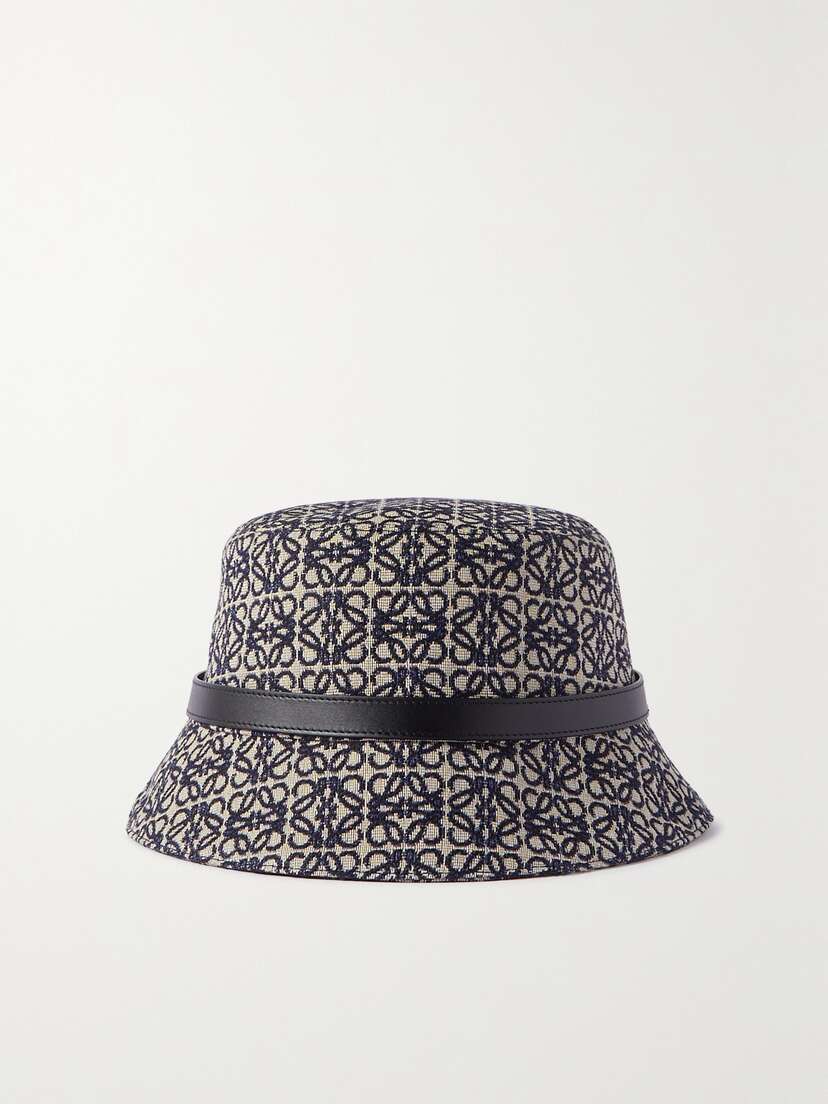 Loewe Leather-trimmed Cotton-blend Jacquard Bucket Hat
