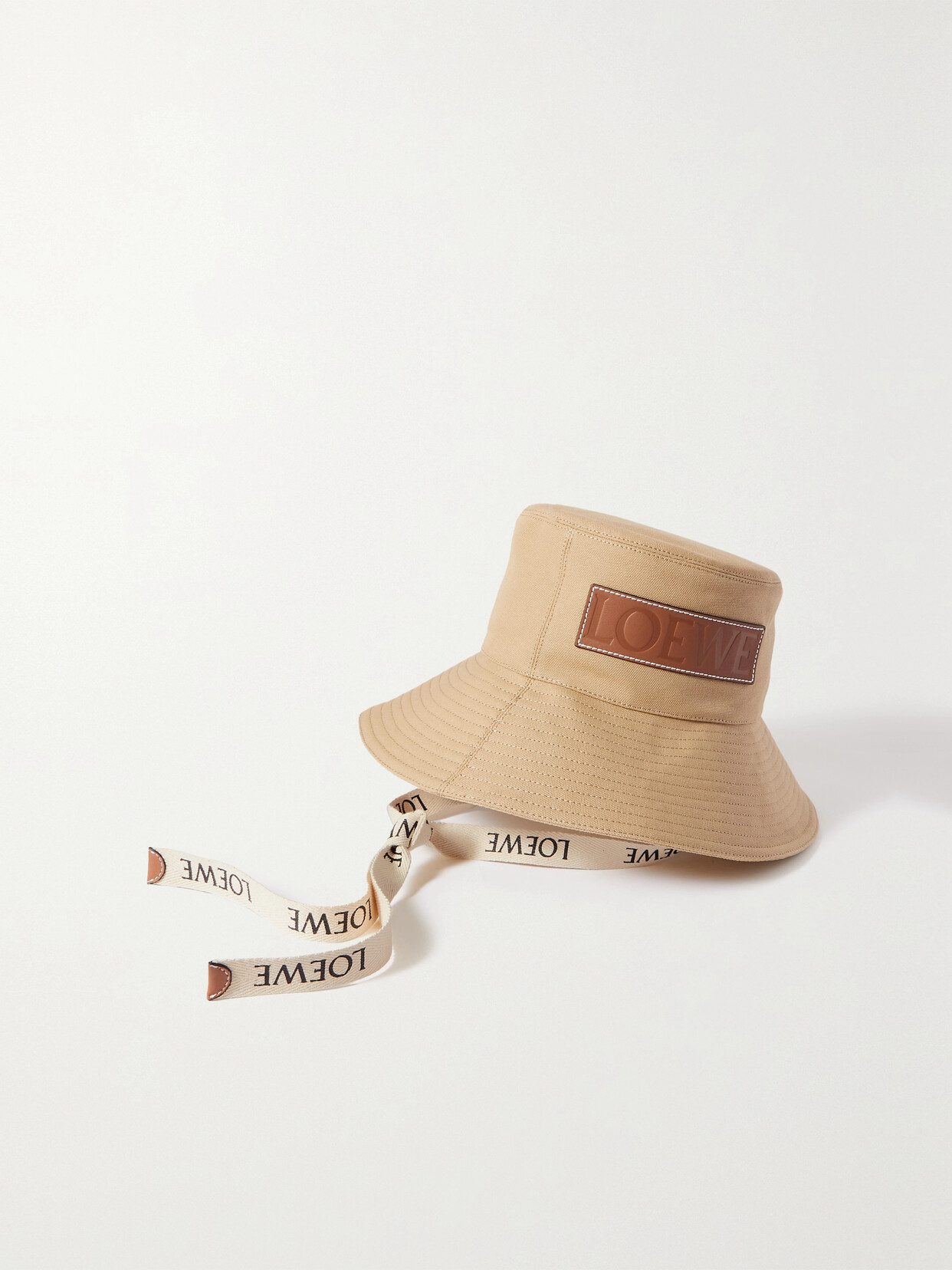 Loewe - + Paula's Ibiza Leather-trimmed Cotton-canvas Bucket Hat - Neutrals