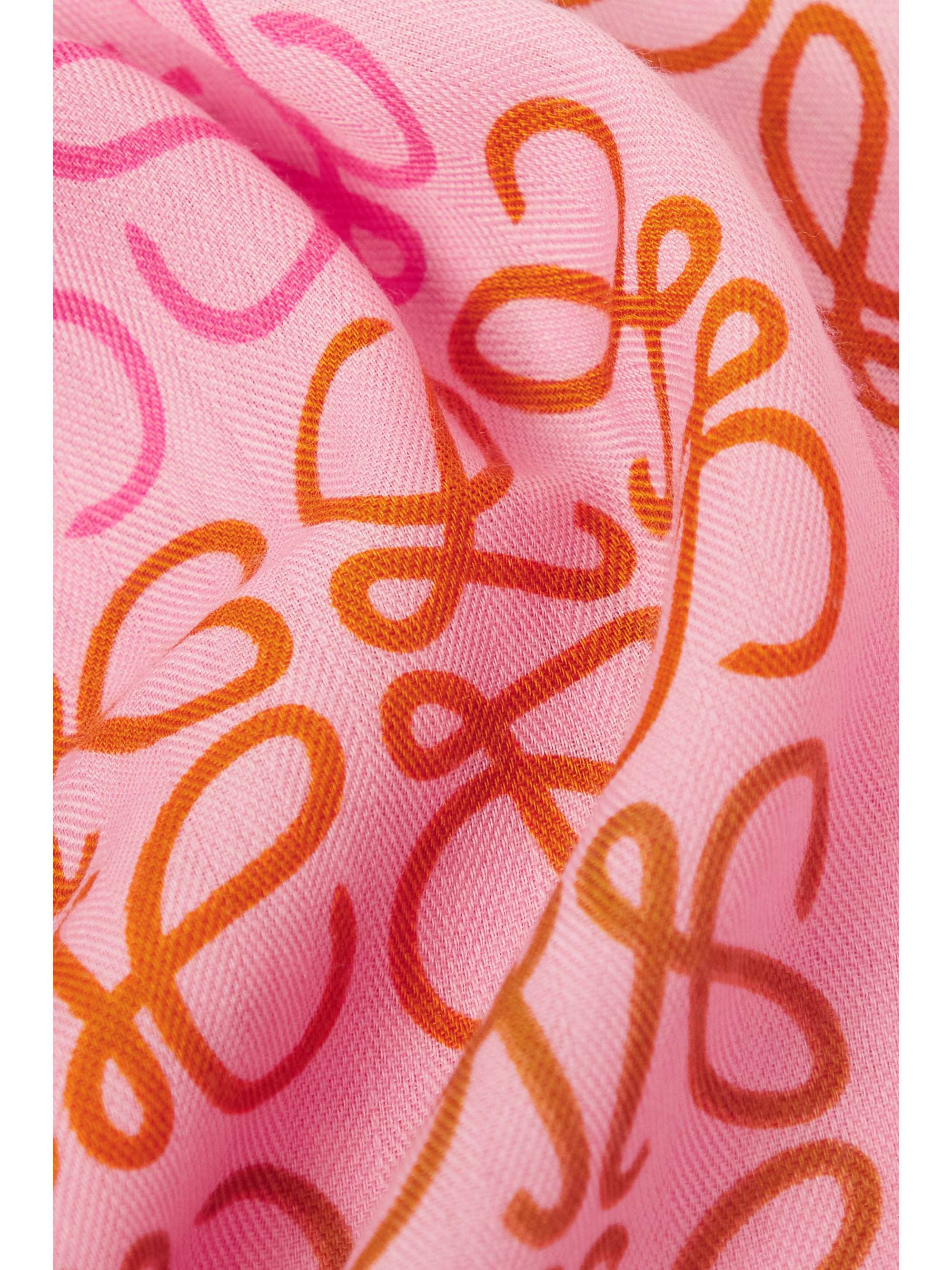 LOEWE Fringed printed wool, silk and cashmere-blend scarf