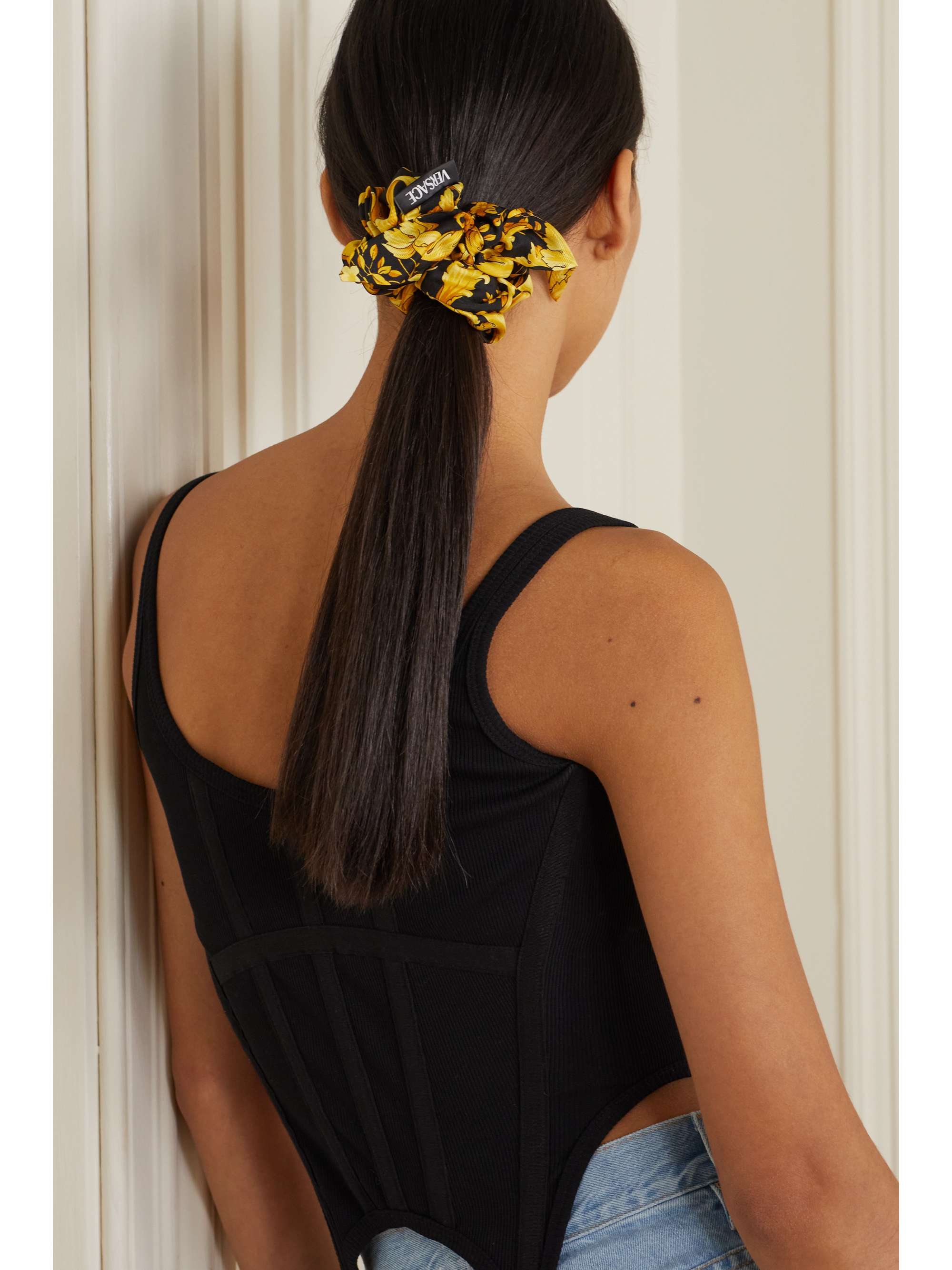 VERSACE Printed silk-twill scrunchie