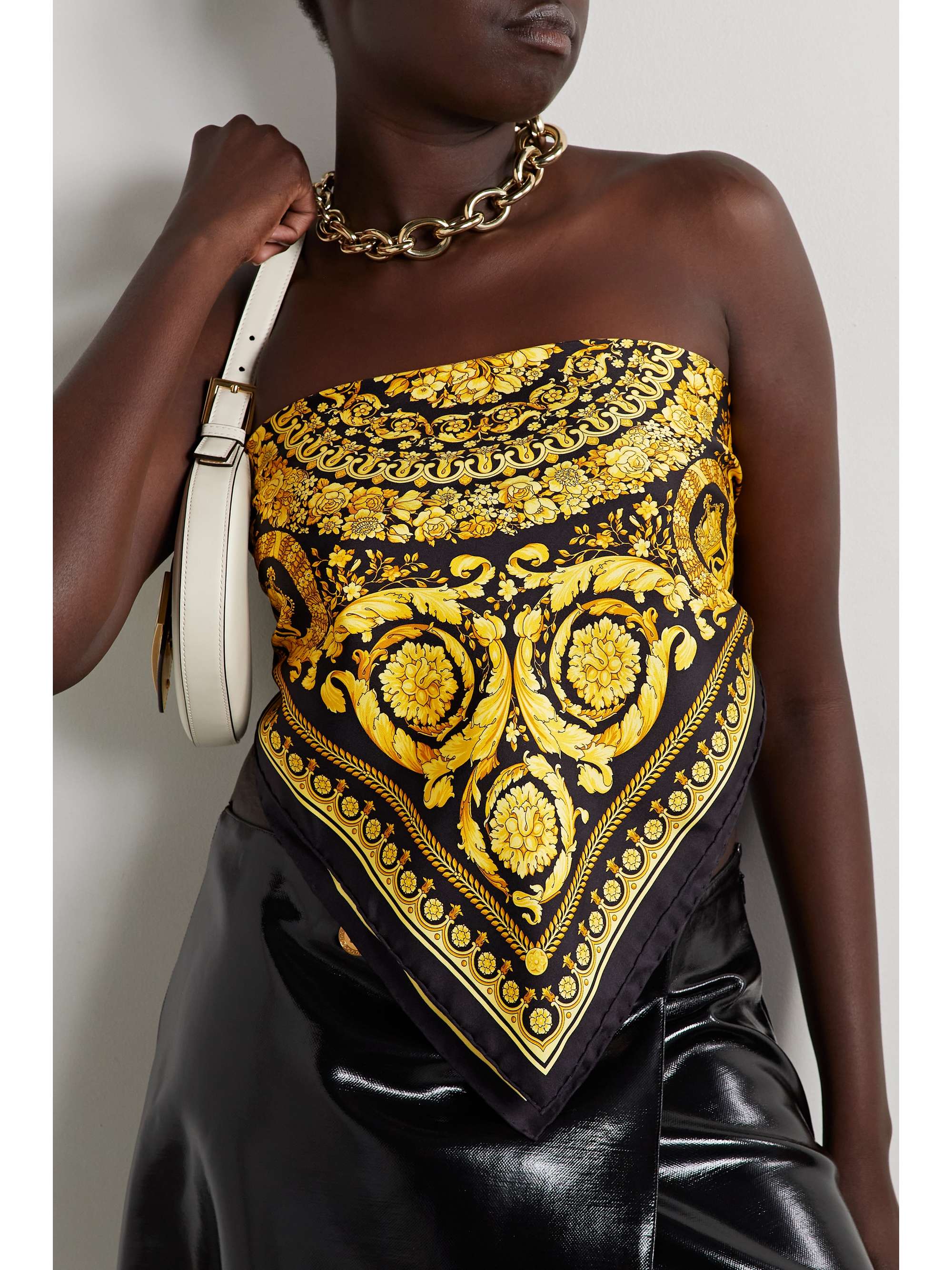VERSACE Printed silk-twill scarf