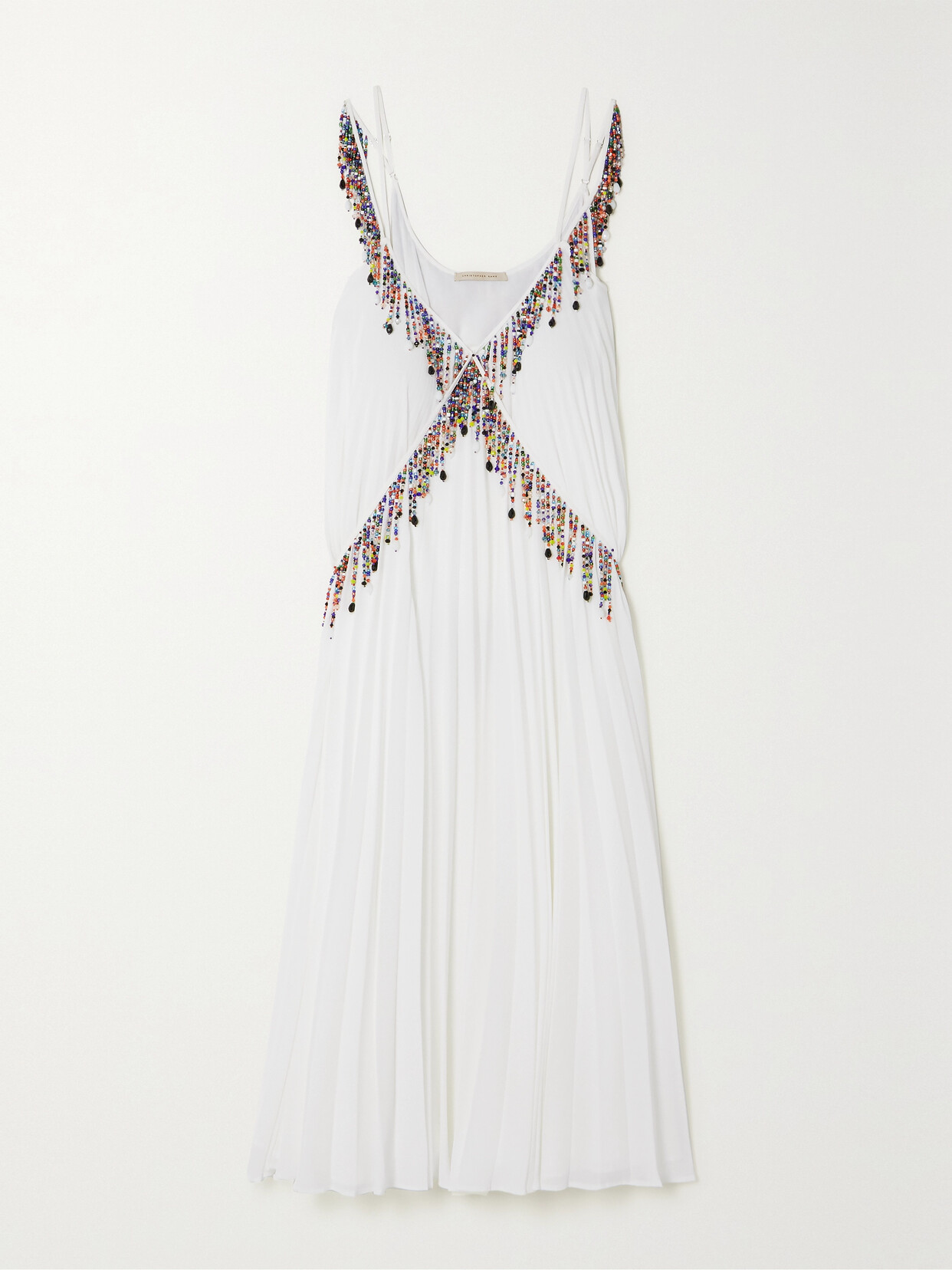 Christopher Kane Bead-embellished Pleated Georgette Midi Dress - Off-white