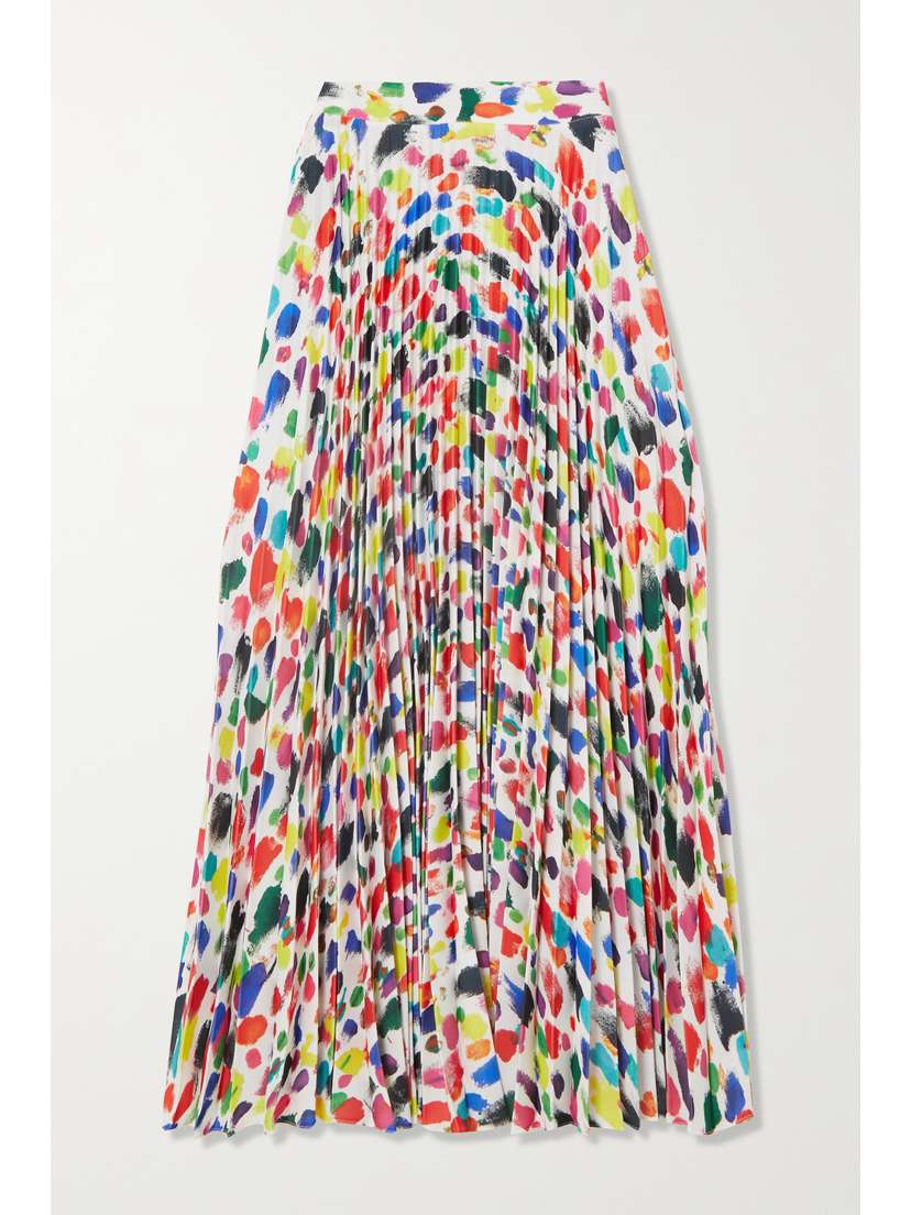 Christopher Kane Pleated Printed Recycled Crepe Midi Skirt