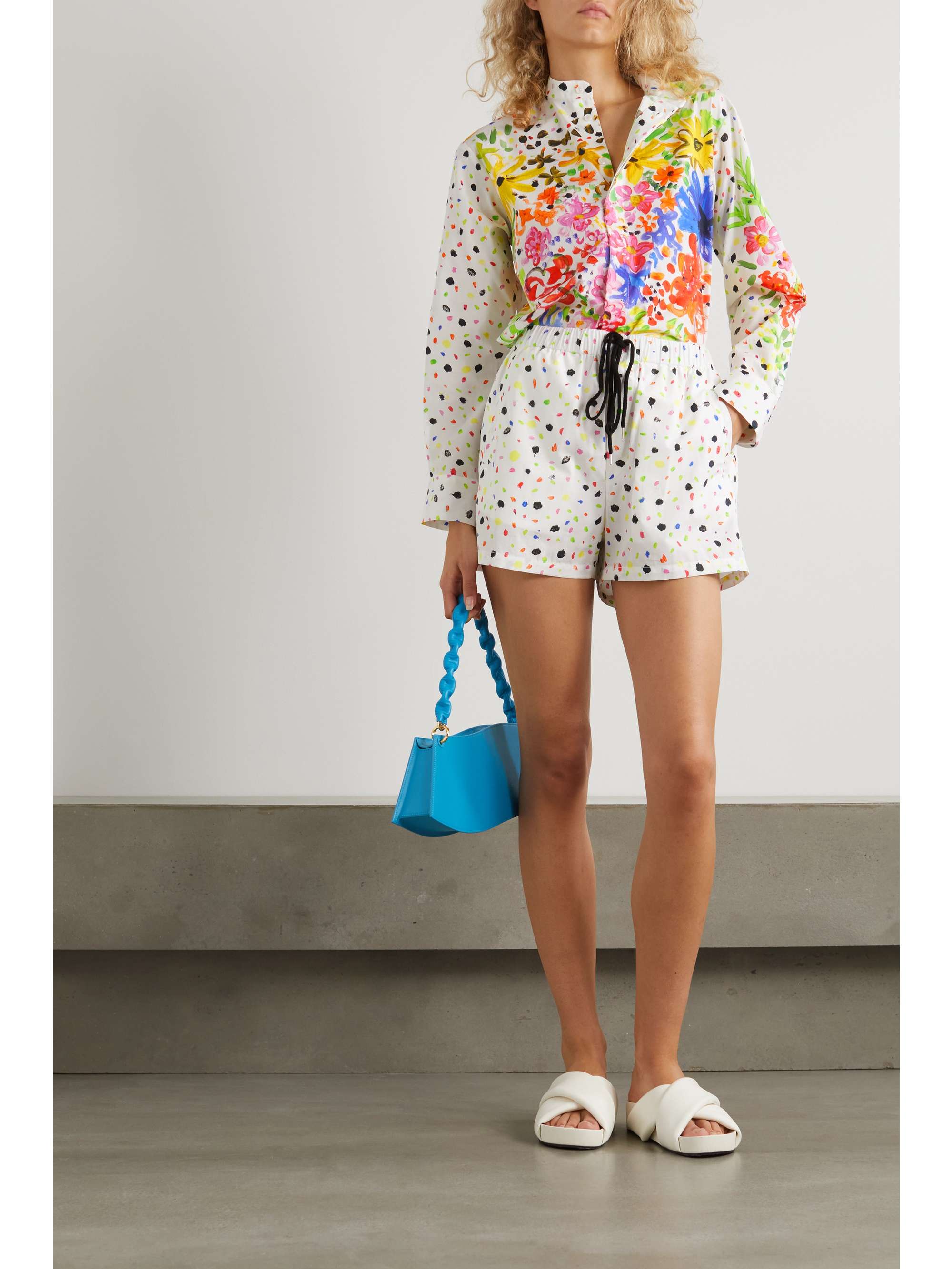 CHRISTOPHER KANE Printed cotton-poplin shorts
