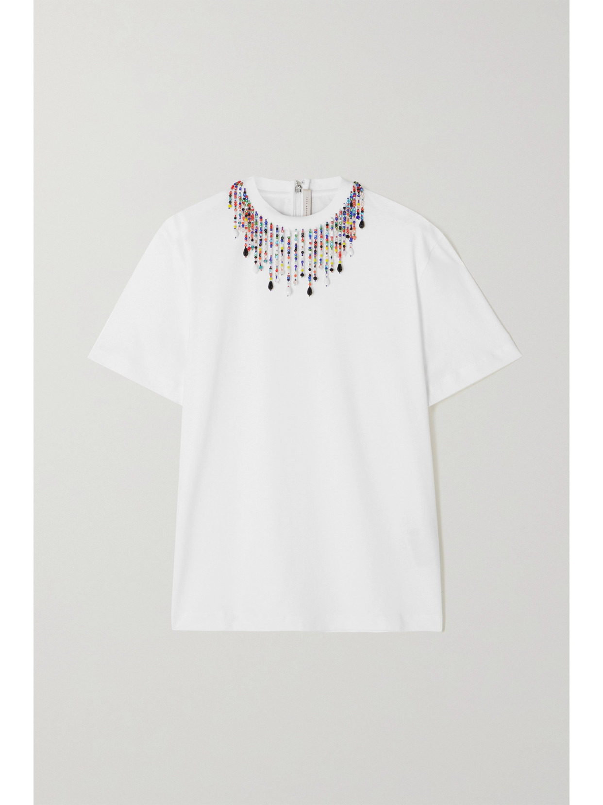 Christopher Kane Bead-embellished Organic Cotton-jersey T-shirt - White