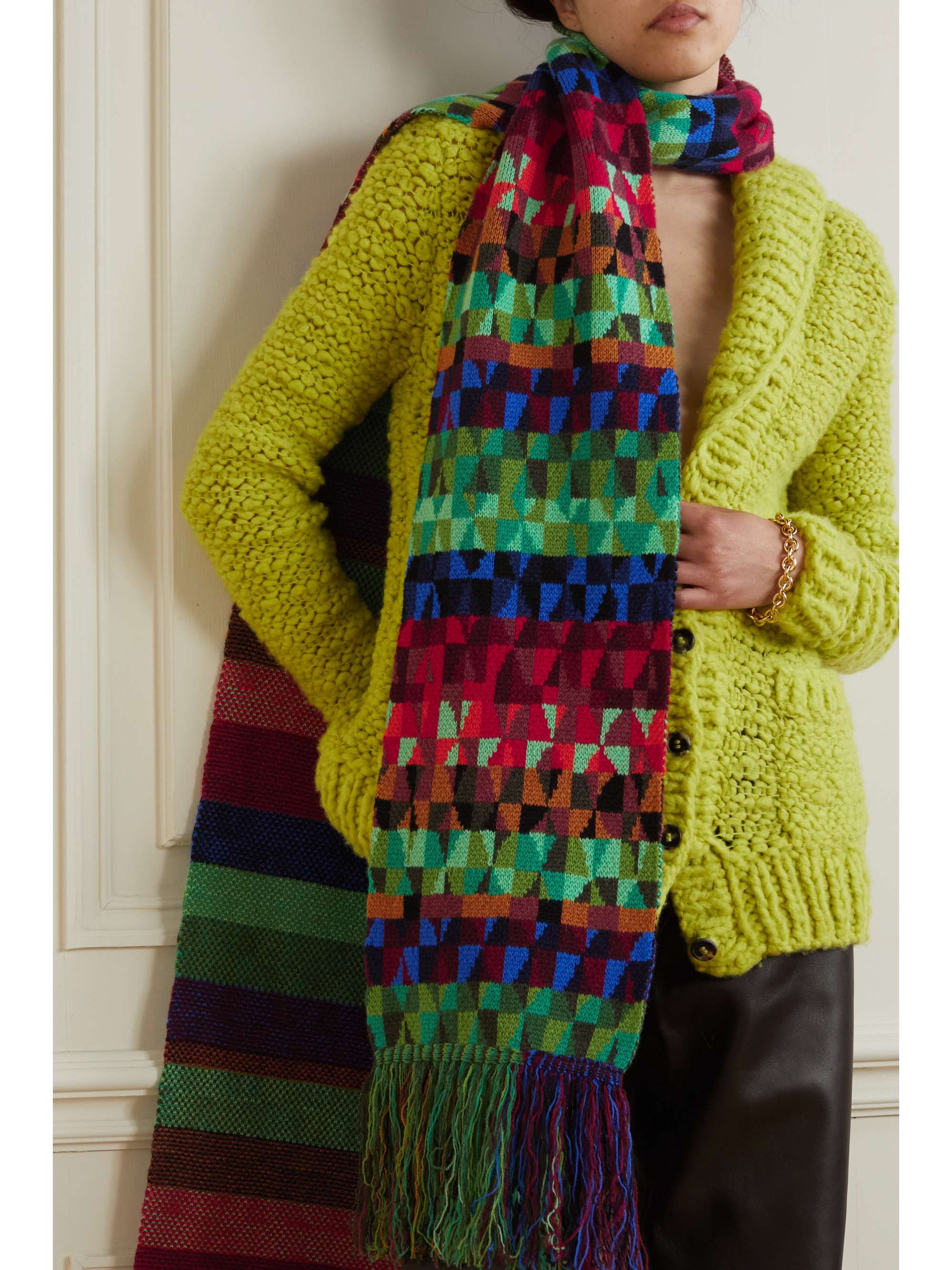 GABRIELA HEARST Fringed intarsia cashmere scarf