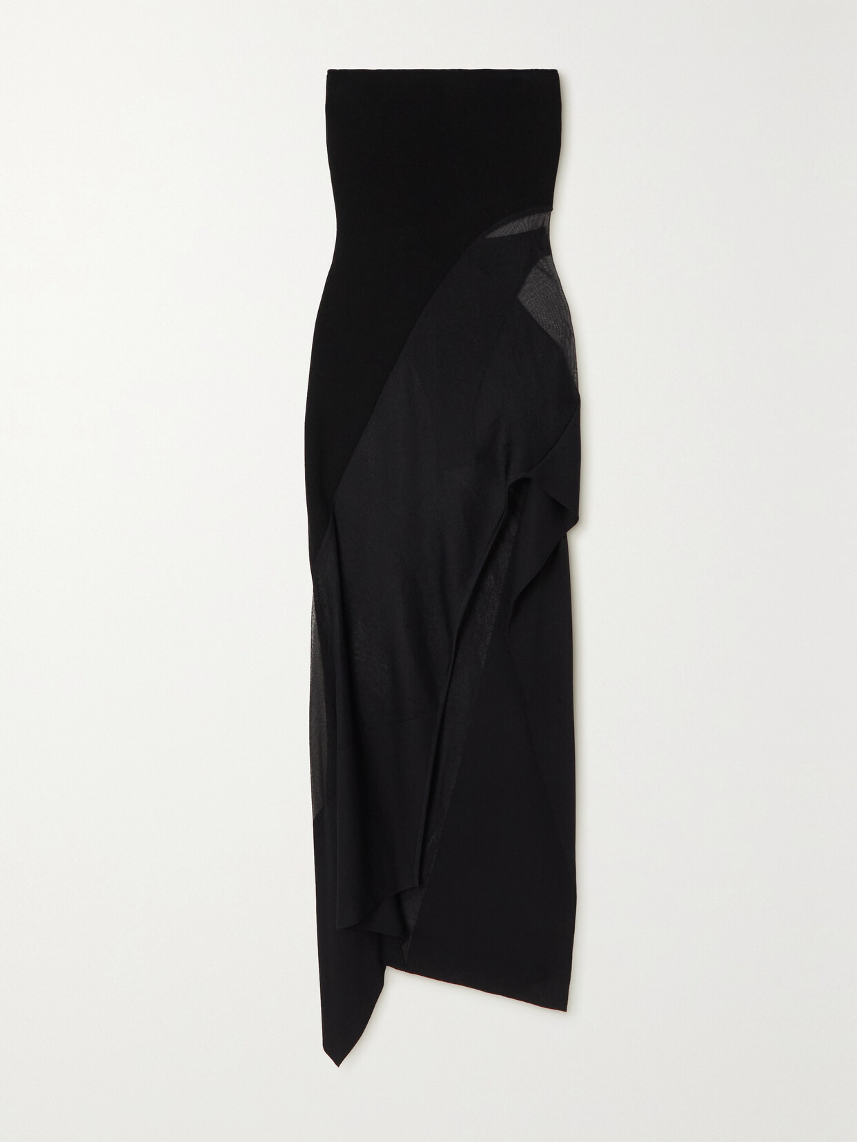 Mugler - Strapless Crepe De Chine And Tulle Midi Dress - Black 22 Awaiting product image