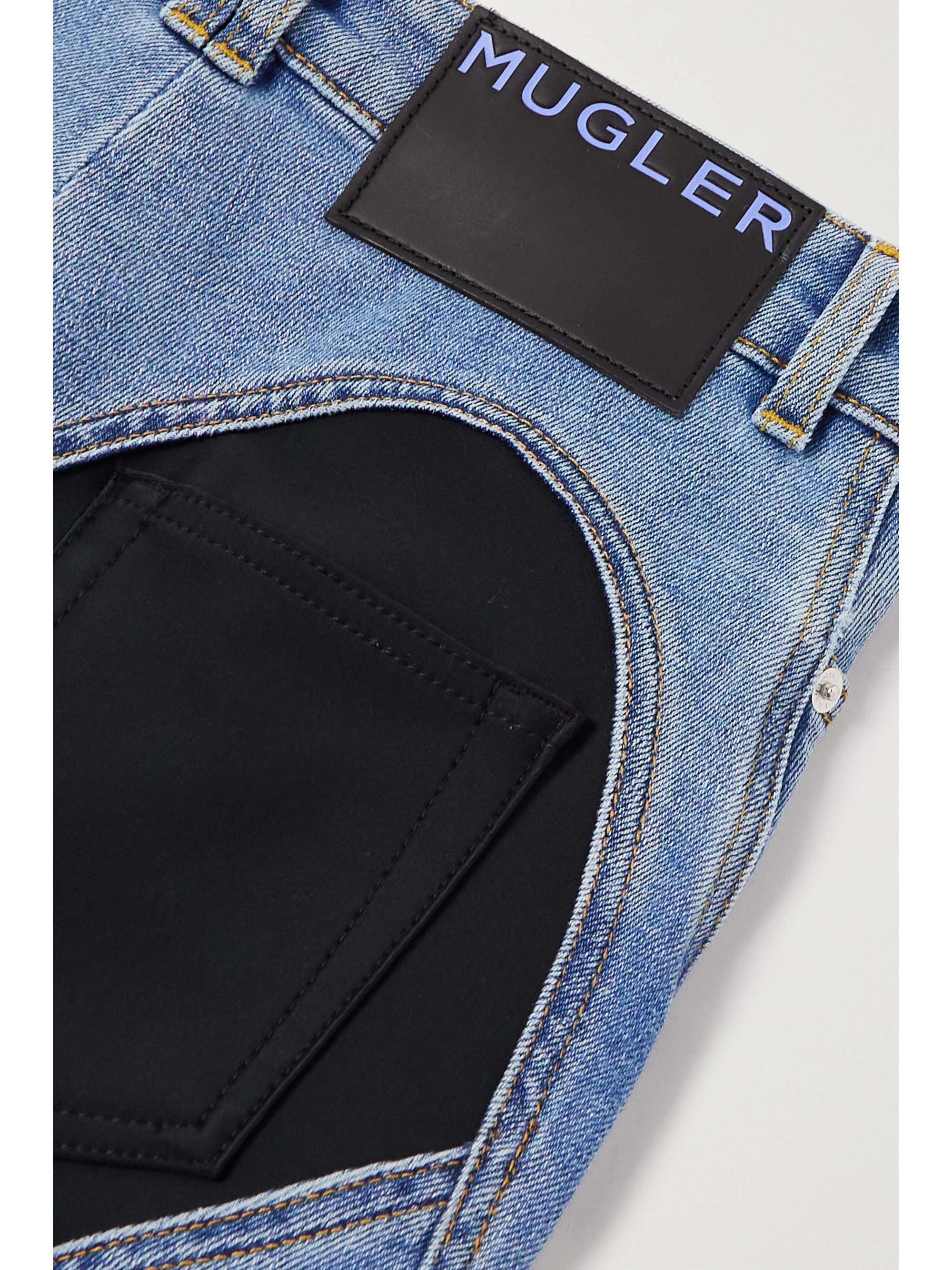 MUGLER Stretch-jersey paneled high-rise skinny jeans