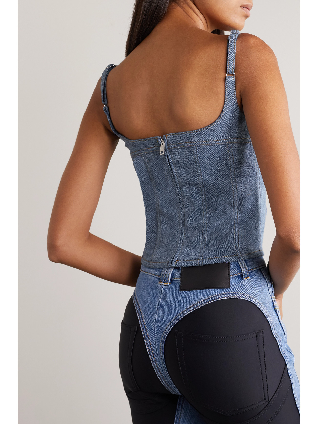 Denim And Tulle Bustier Top