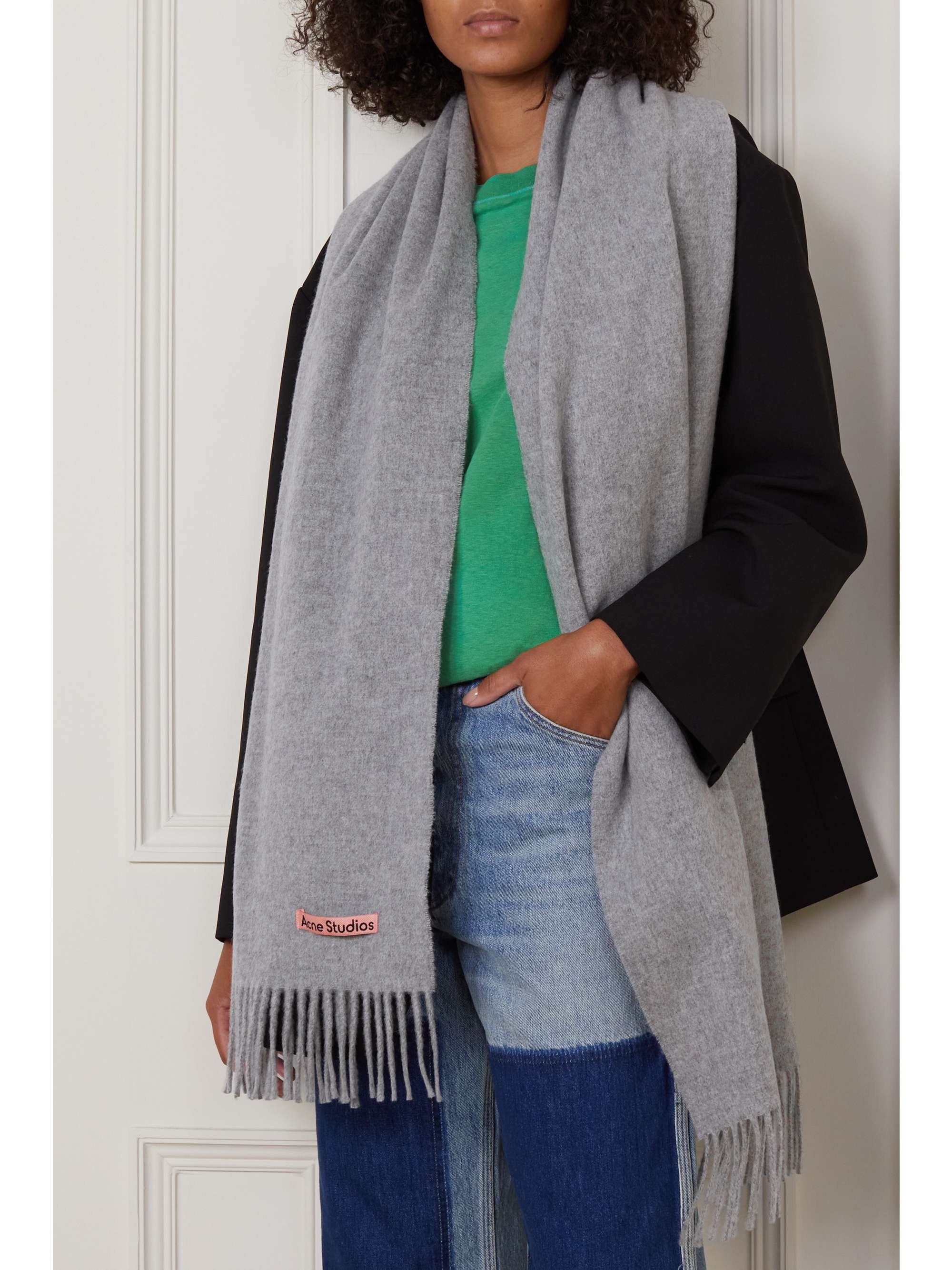 ACNE STUDIOS Narrow fringed wool scarf | NET-A-PORTER