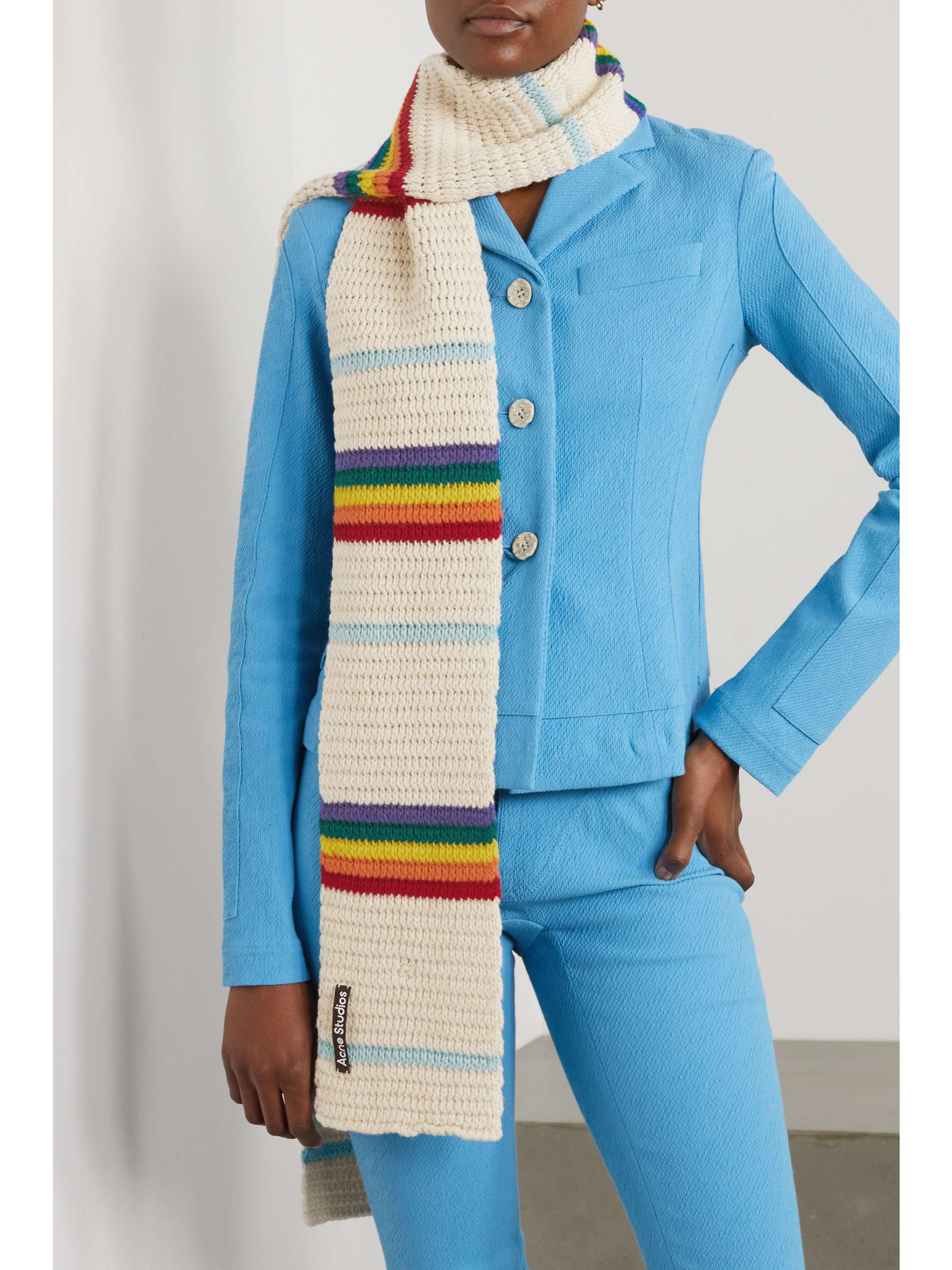 ACNE STUDIOS Striped crochet-knit wool scarf | NET-A-PORTER