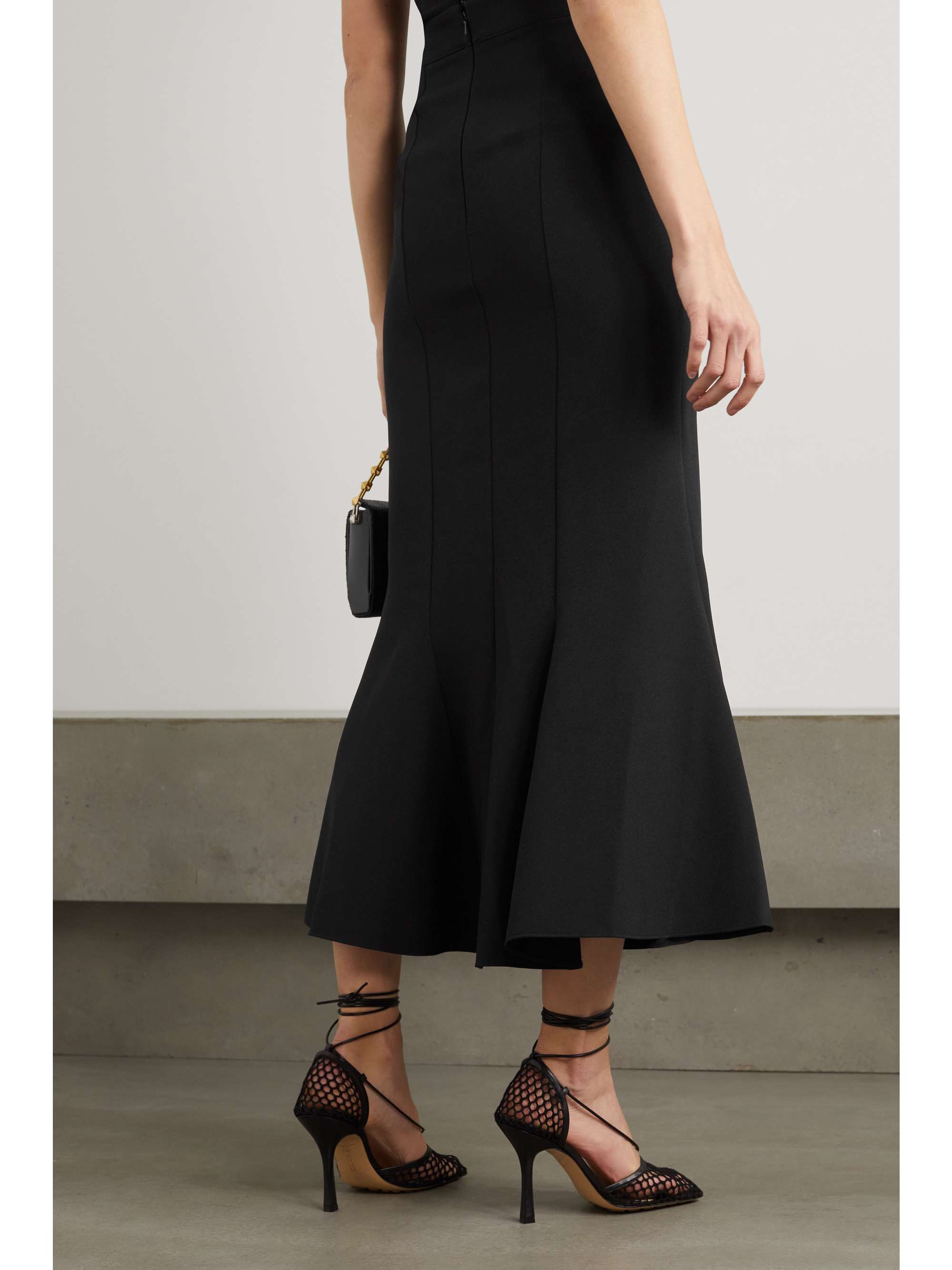 SAFIYAA Sol pleated stretch-crepe midi skirt