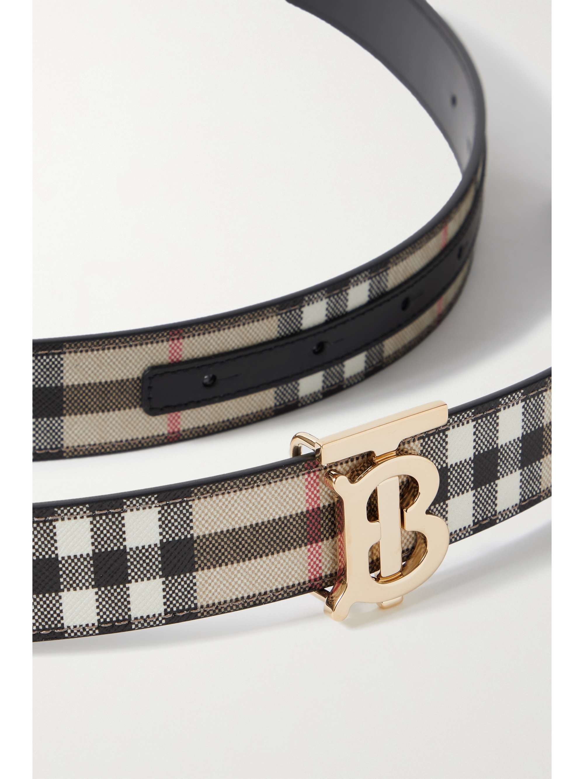 Burberry Leather-trimmed Checked Coated-canvas Belt