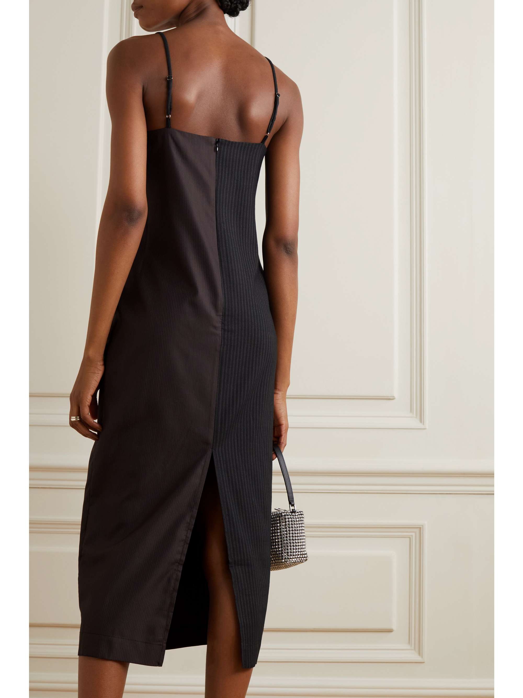 AHLUWALIA Femi Wave pinstriped wool-blend mini dress