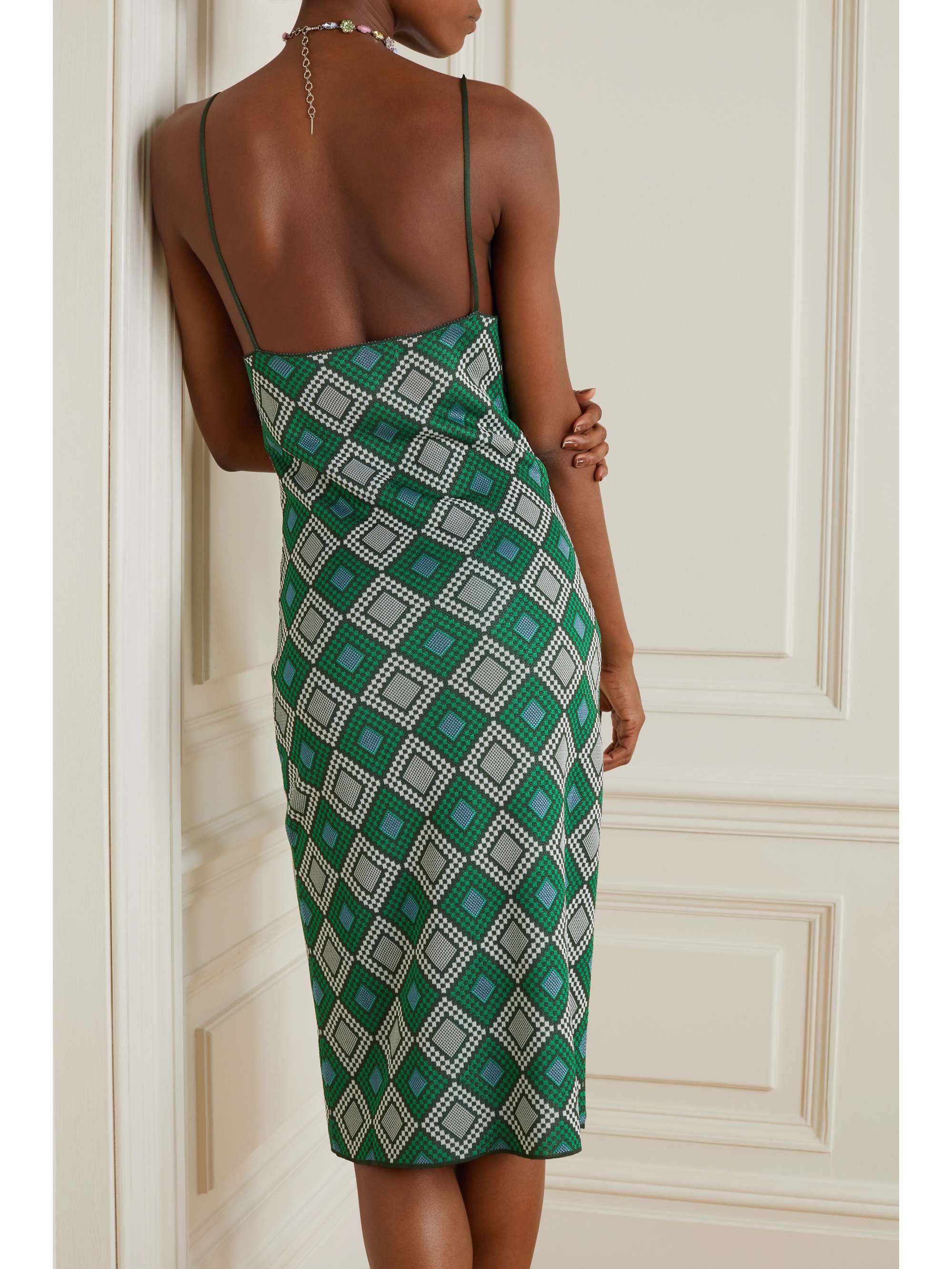 AHLUWALIA Ojewale jacquard-knit midi dress