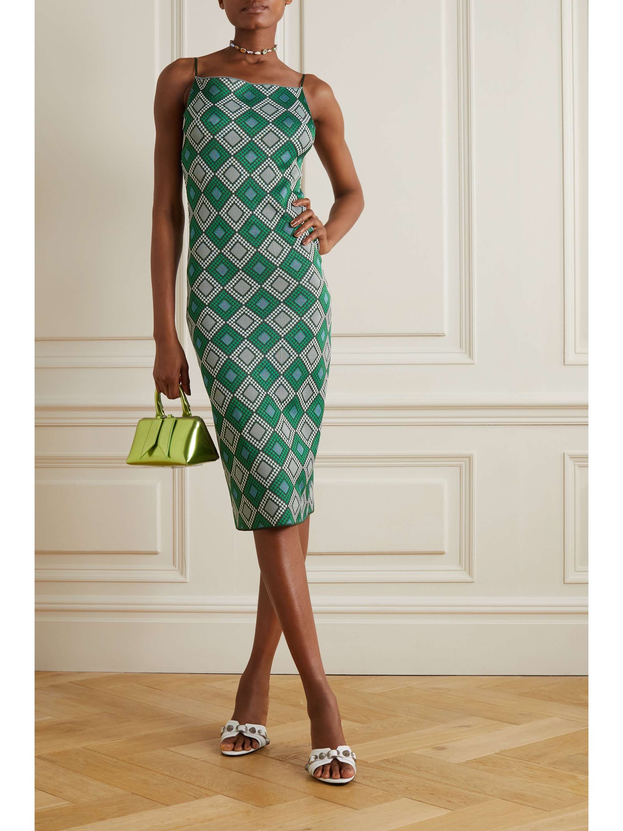 AHLUWALIA Ojewale jacquard-knit midi dress