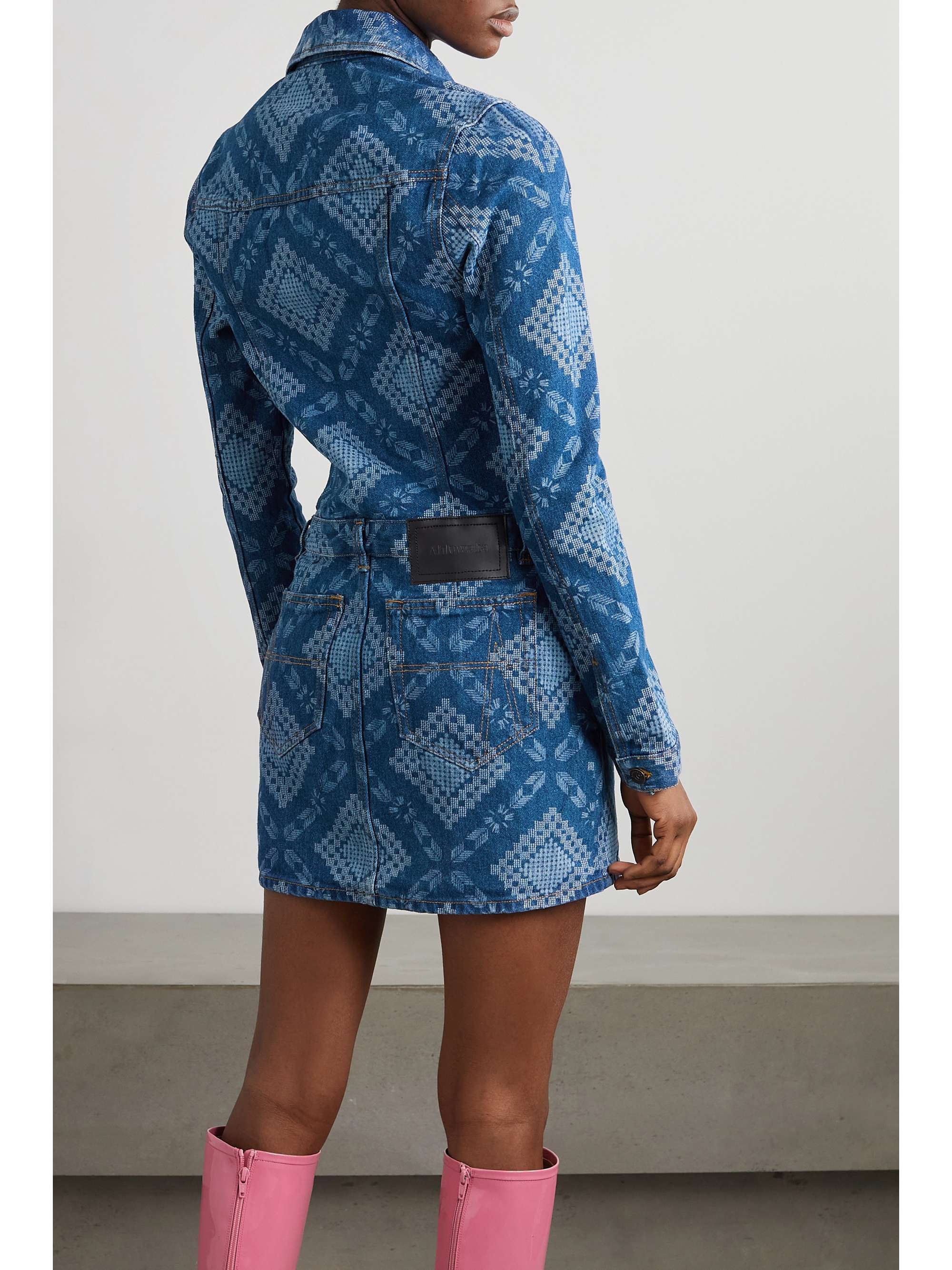 AHLUWALIA Gifty printed denim mini dress