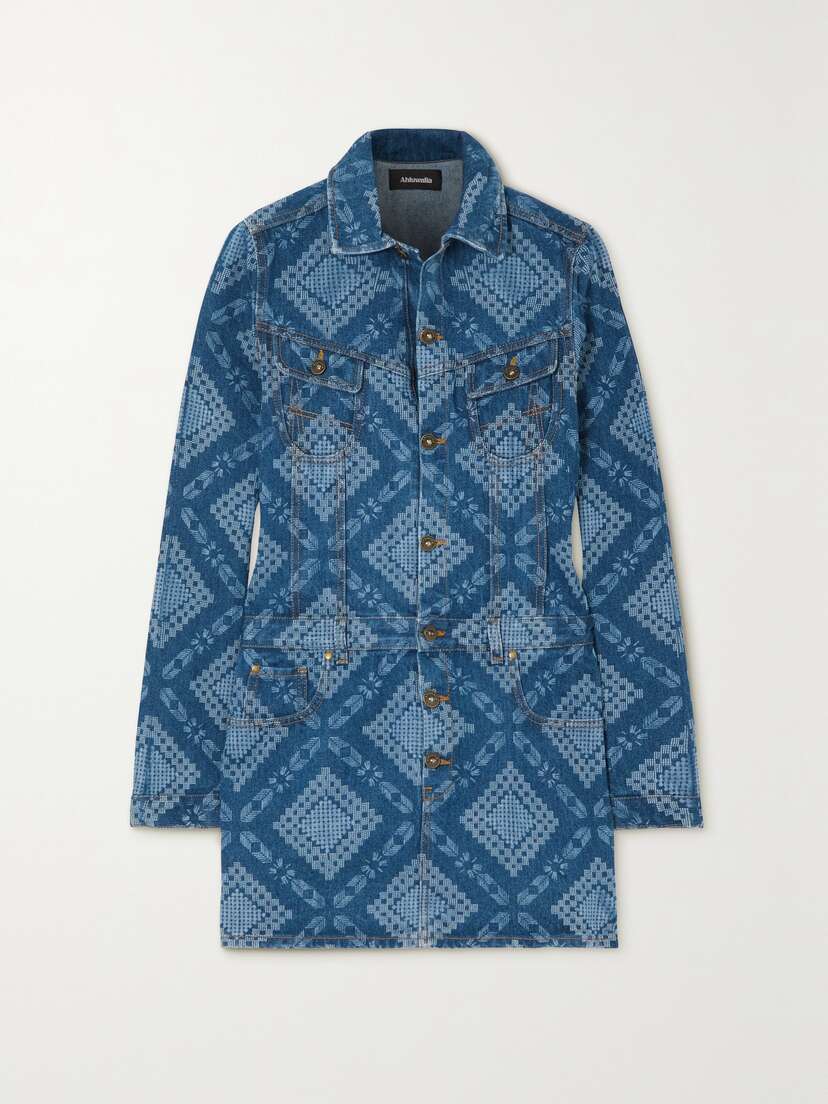Ahluwalia Gifty Printed Denim Mini Dress - UK 12