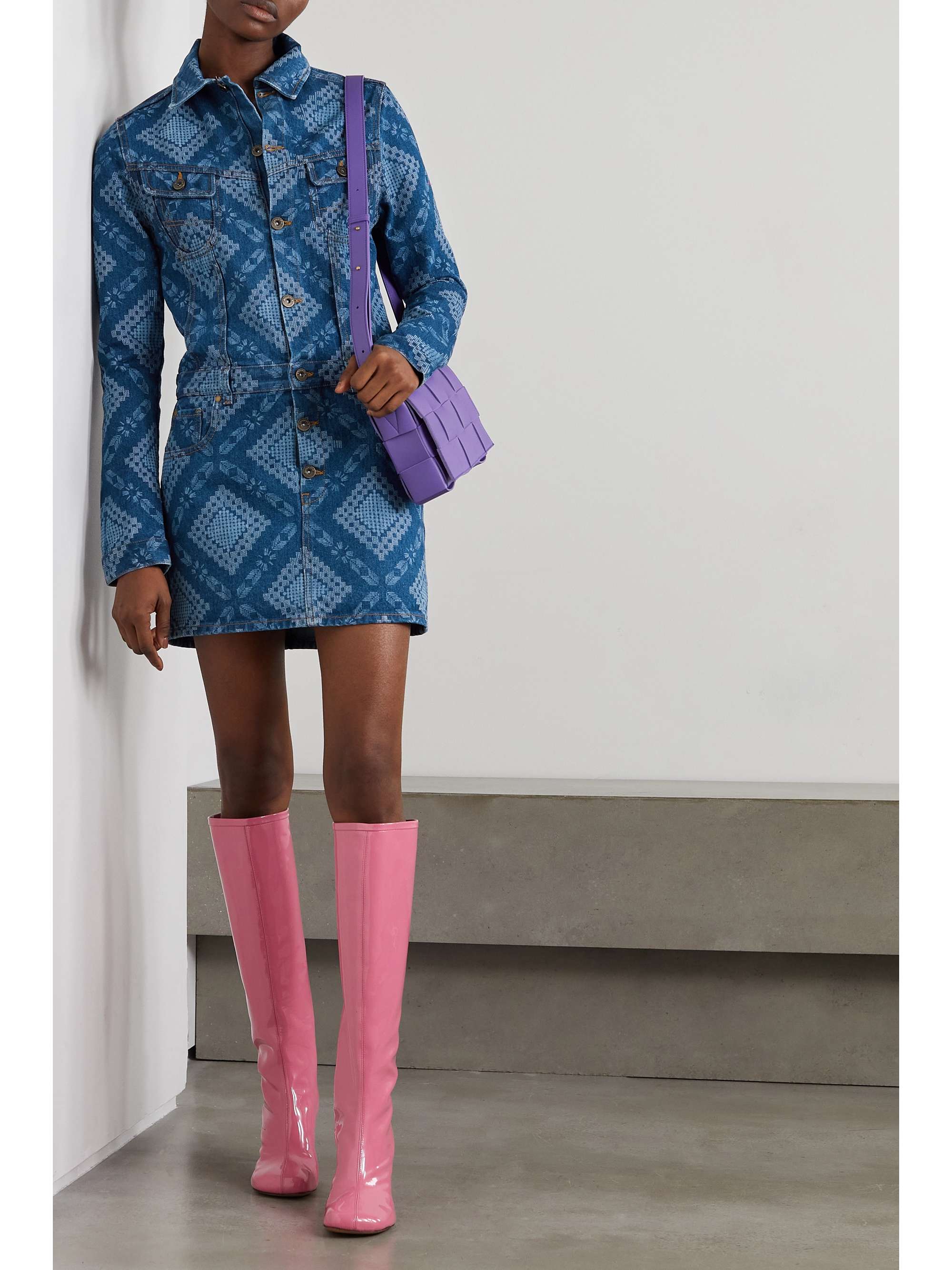 AHLUWALIA Gifty printed denim mini dress