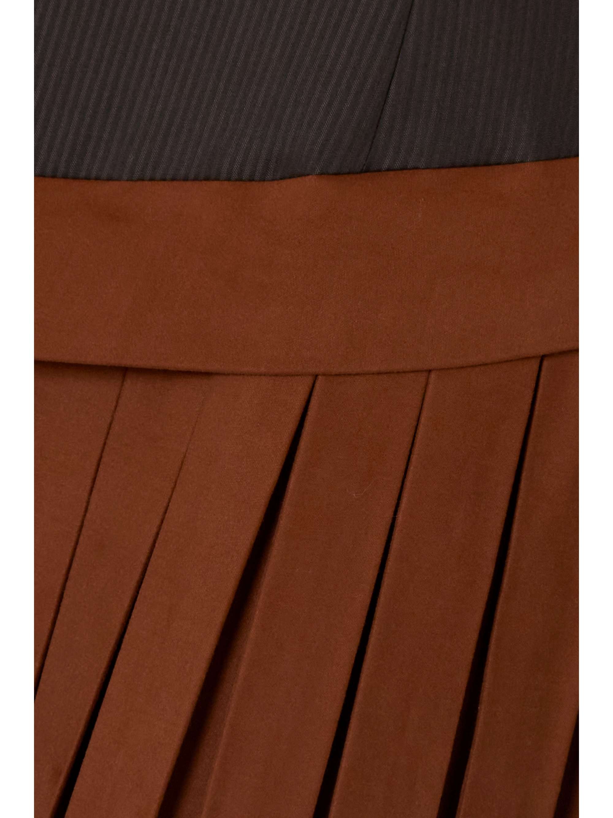 AHLUWALIA Nero drill and pleated wool and silk-blend mini dress
