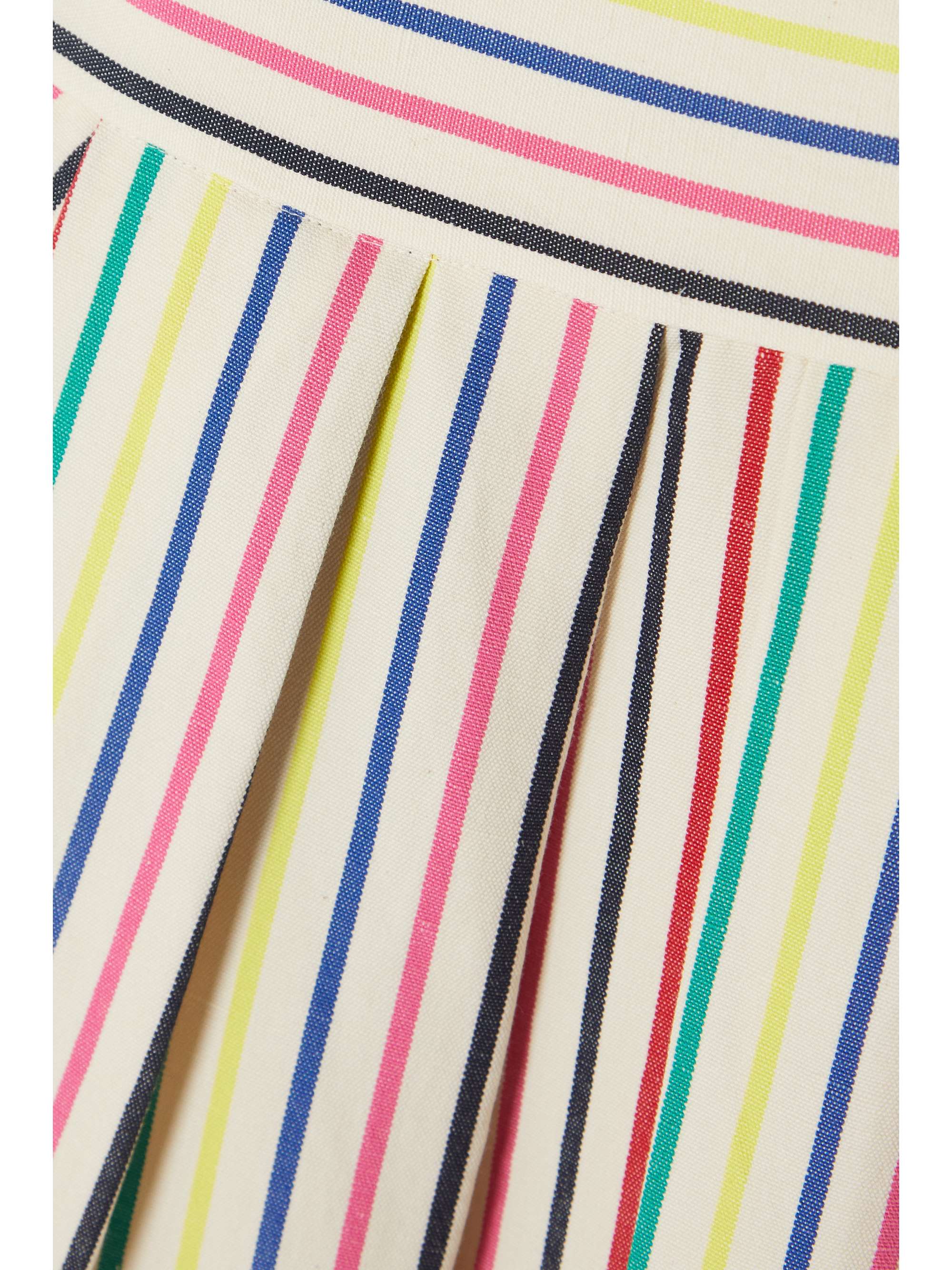 ROSIE ASSOULIN Vita pleated striped cotton and linen-blend maxi skirt