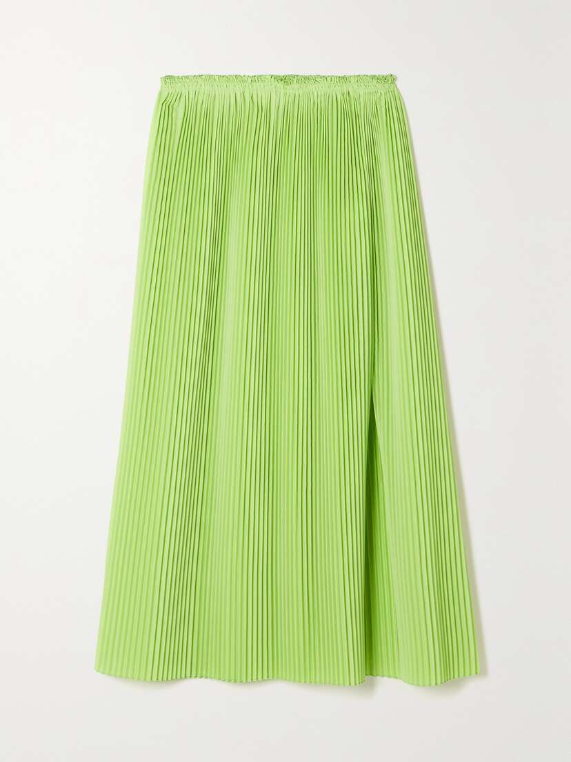 Rosie Assoulin Pleated Crepe Midi Skirt