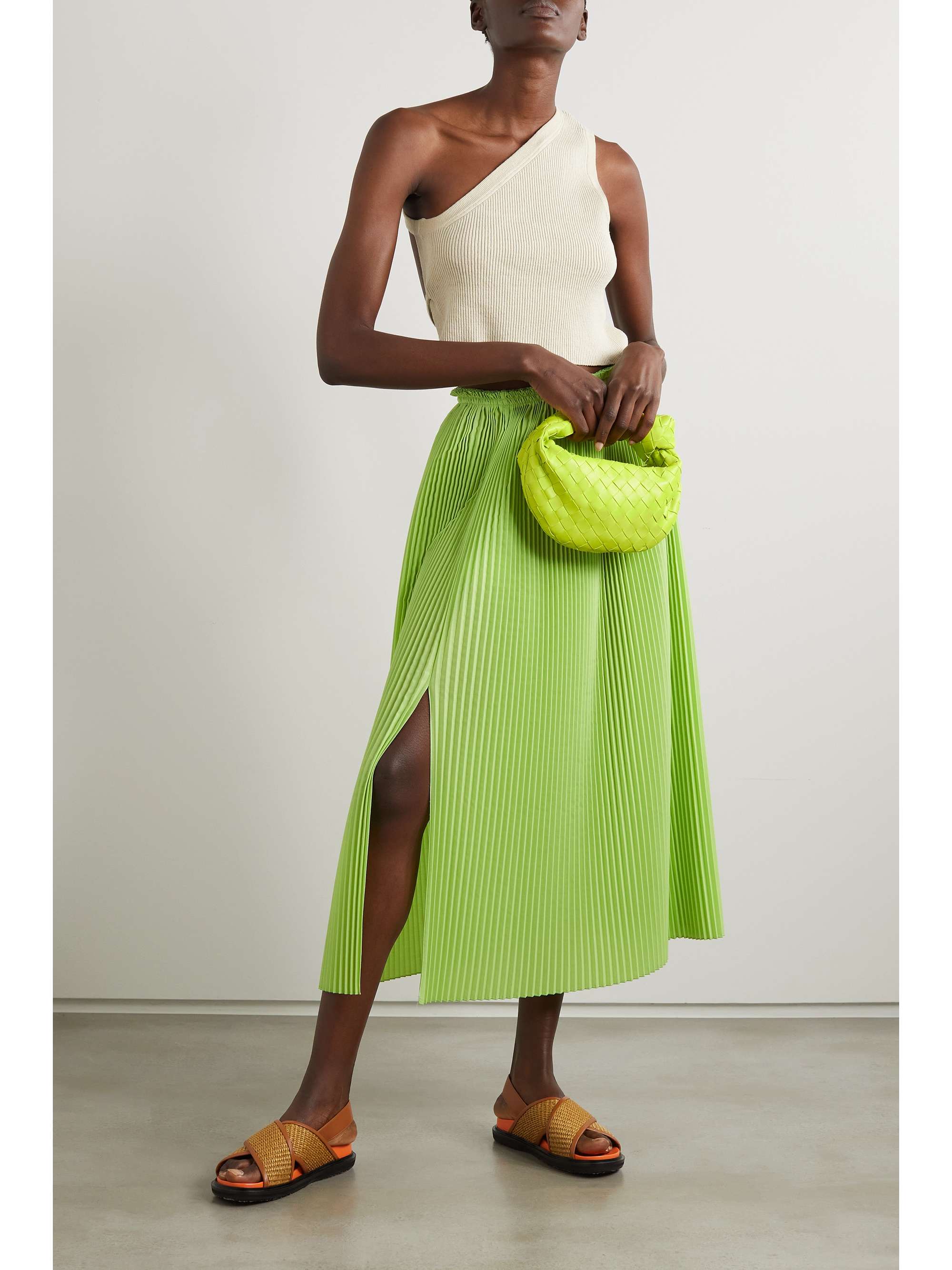 ROSIE ASSOULIN Pleated crepe midi skirt