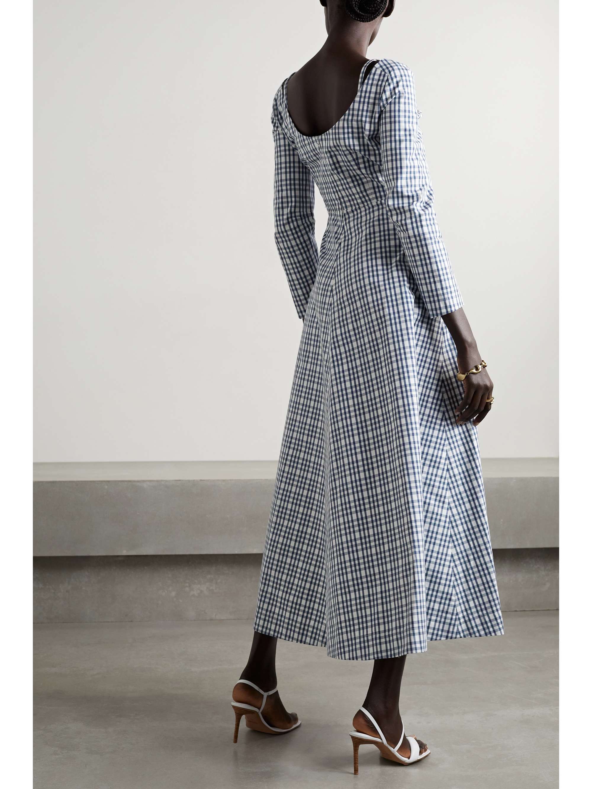 ROSIE ASSOULIN Dancer layered checked cotton-twill midi dress