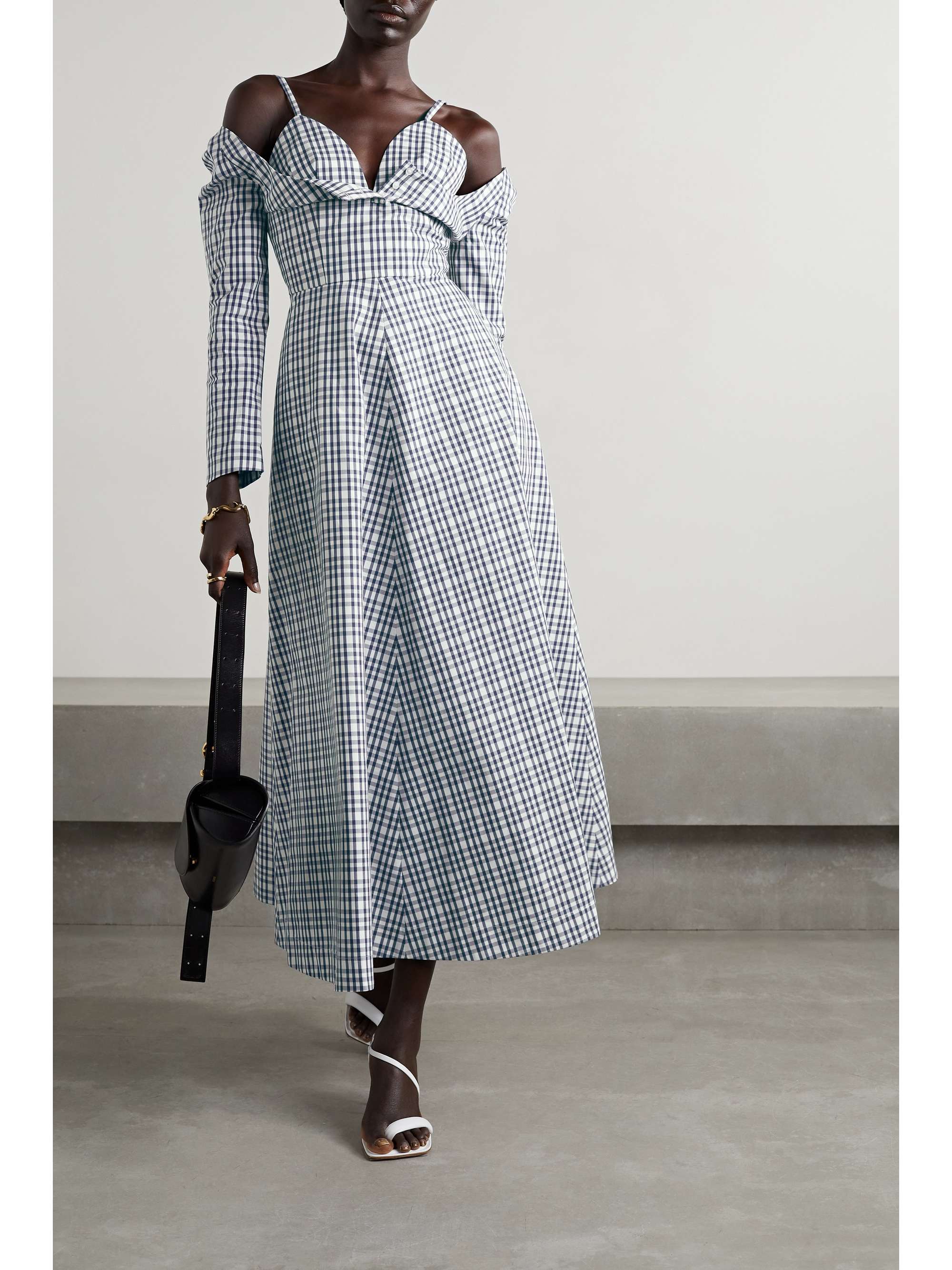 ROSIE ASSOULIN Dancer layered checked cotton-twill midi dress