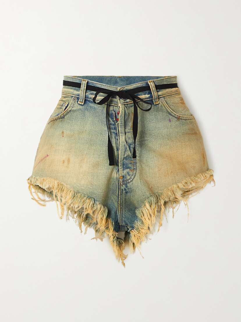 Maison Margiela Belted Distressed Denim Shorts