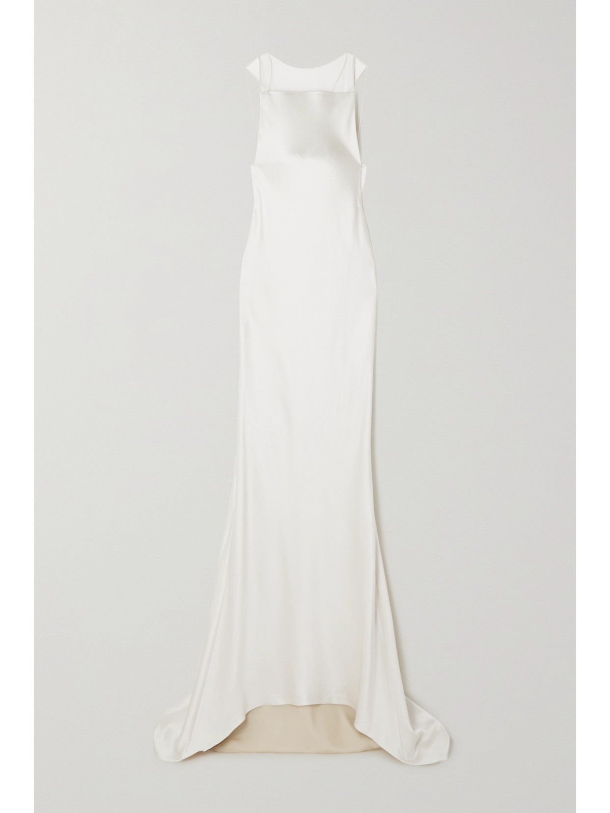 Maison Margiela Open-back Tulle-trimmed Duchesse-satin Gown In Ivory