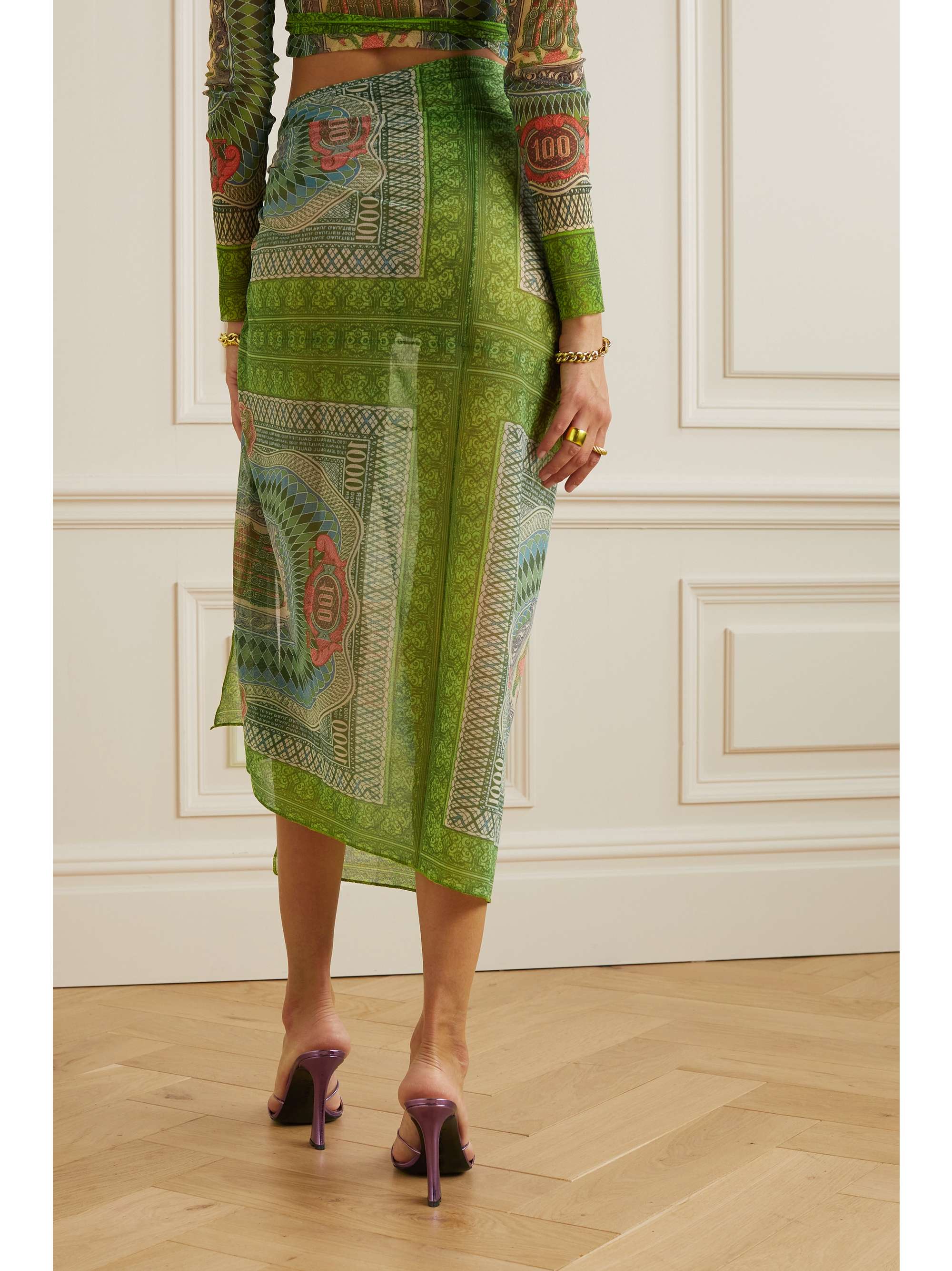 JEAN PAUL GAULTIER Printed stretch-mesh pareo