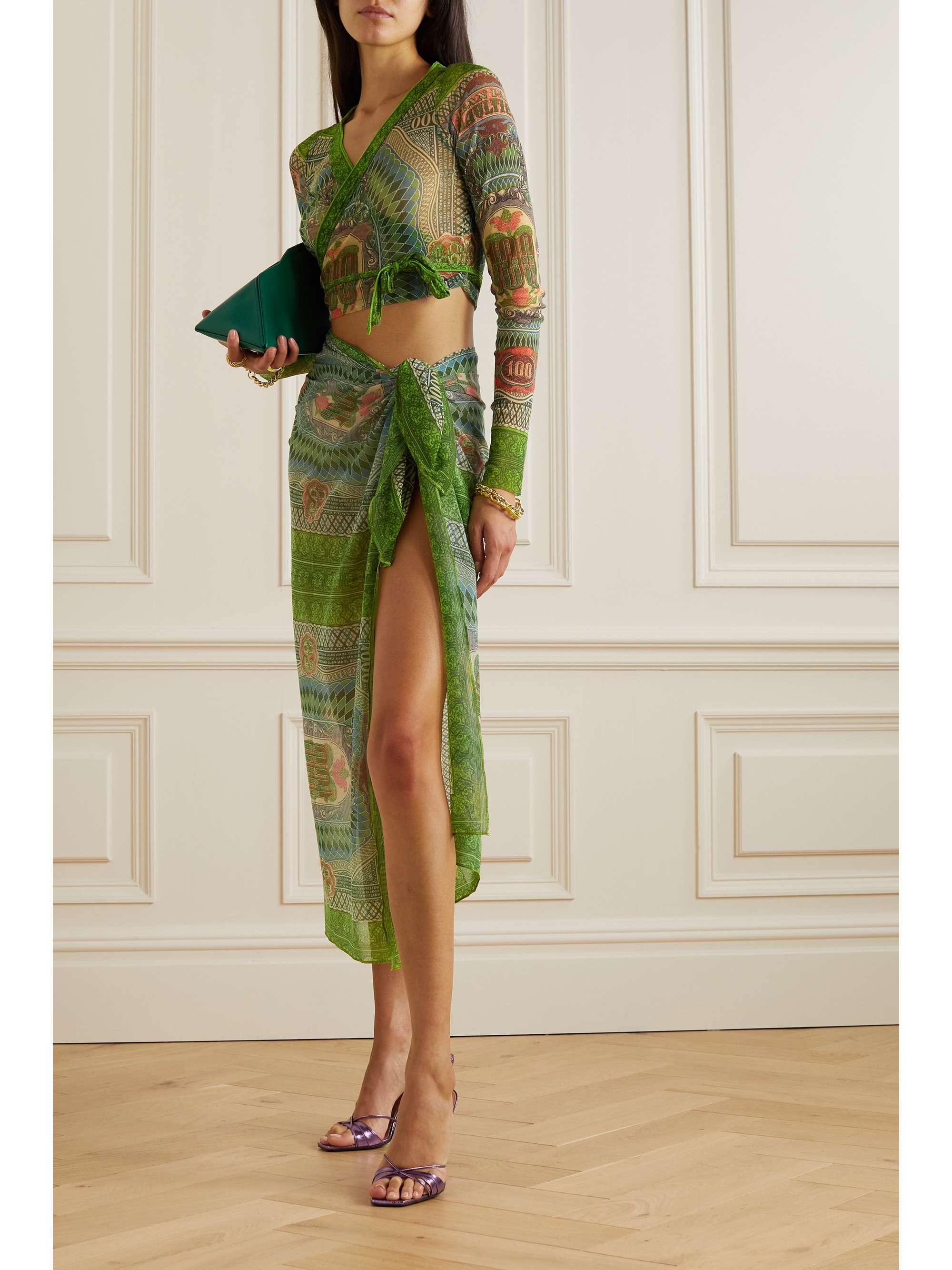 JEAN PAUL GAULTIER Printed stretch-mesh pareo
