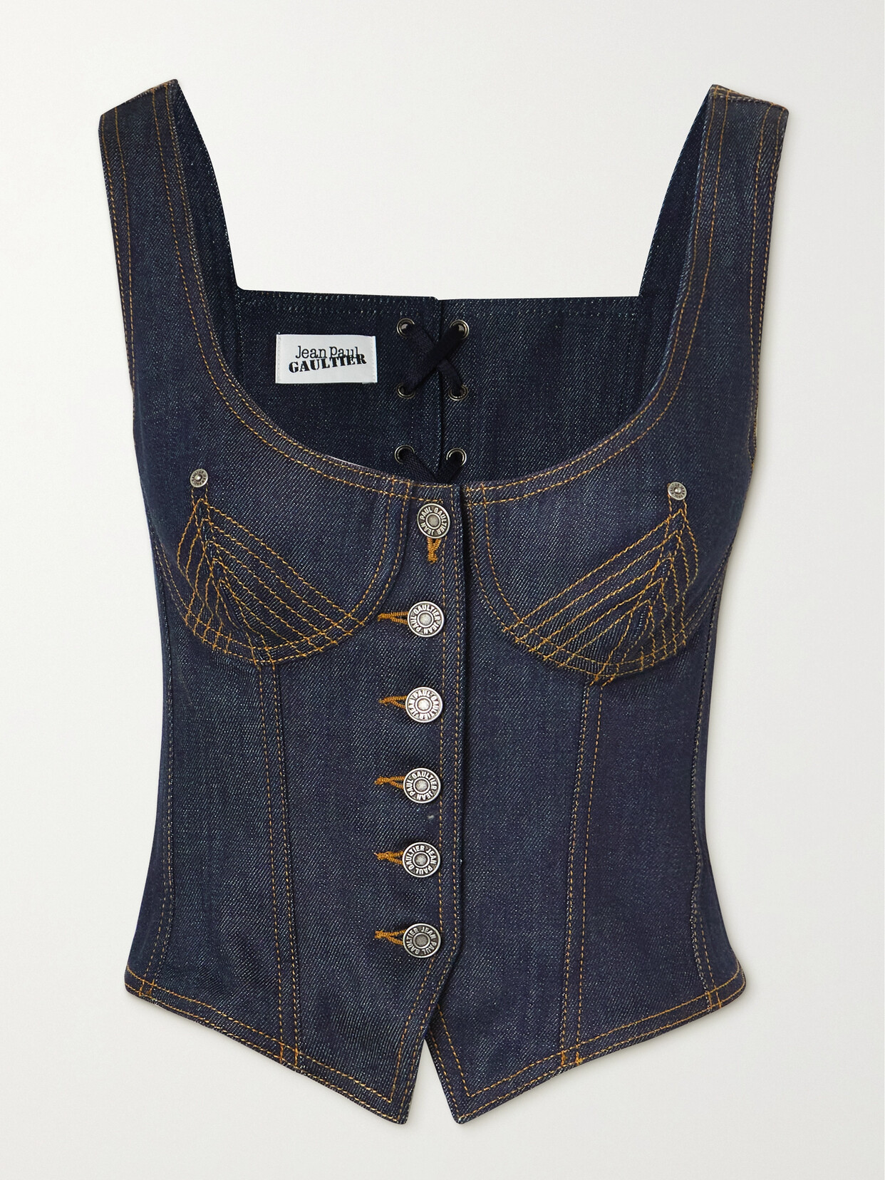 Jean Paul Gaultier Blue The Jean Corset Denim Top