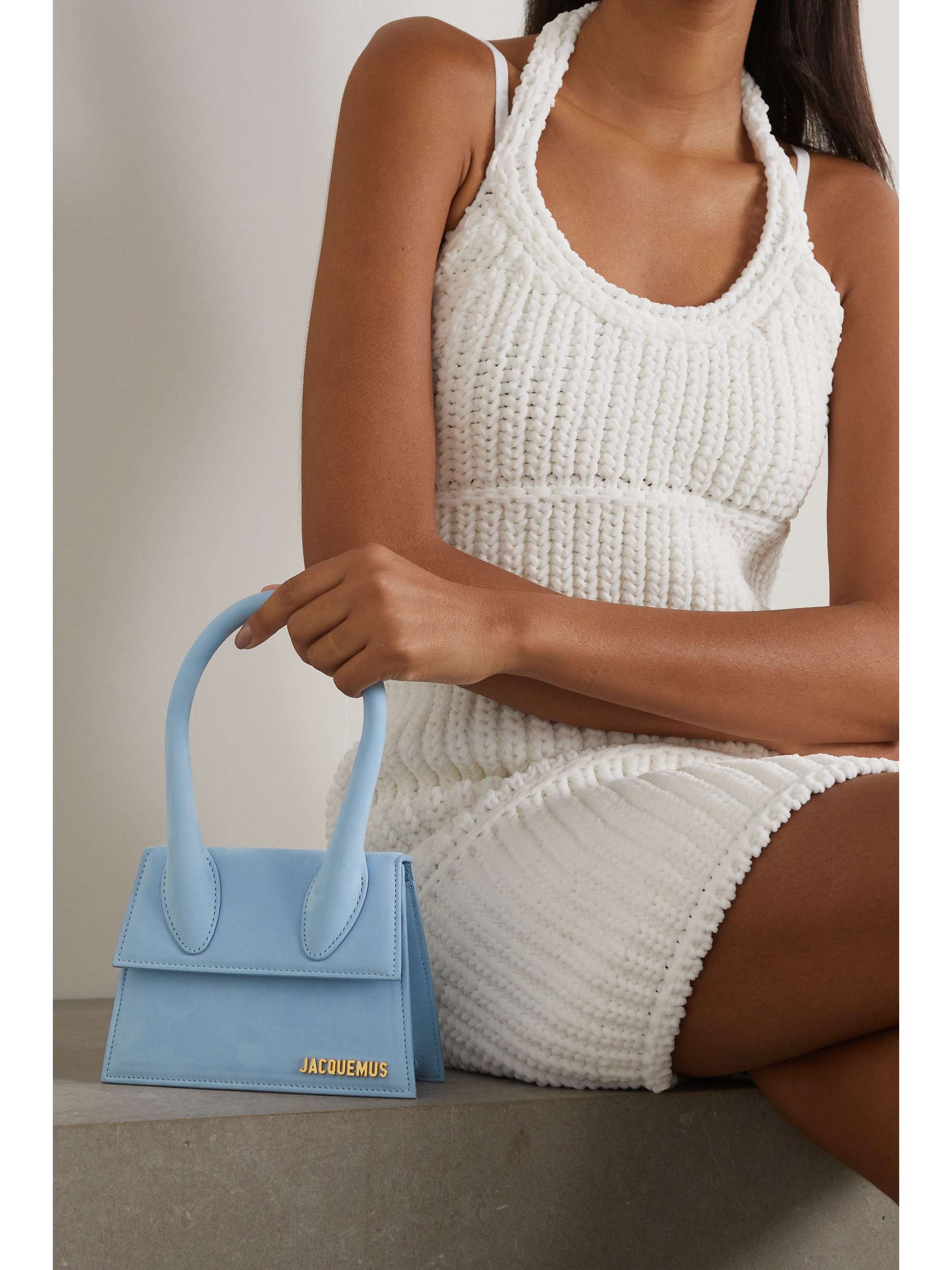 JACQUEMUS Le Chiquito Moyen suede shoulder bag NETAPORTER