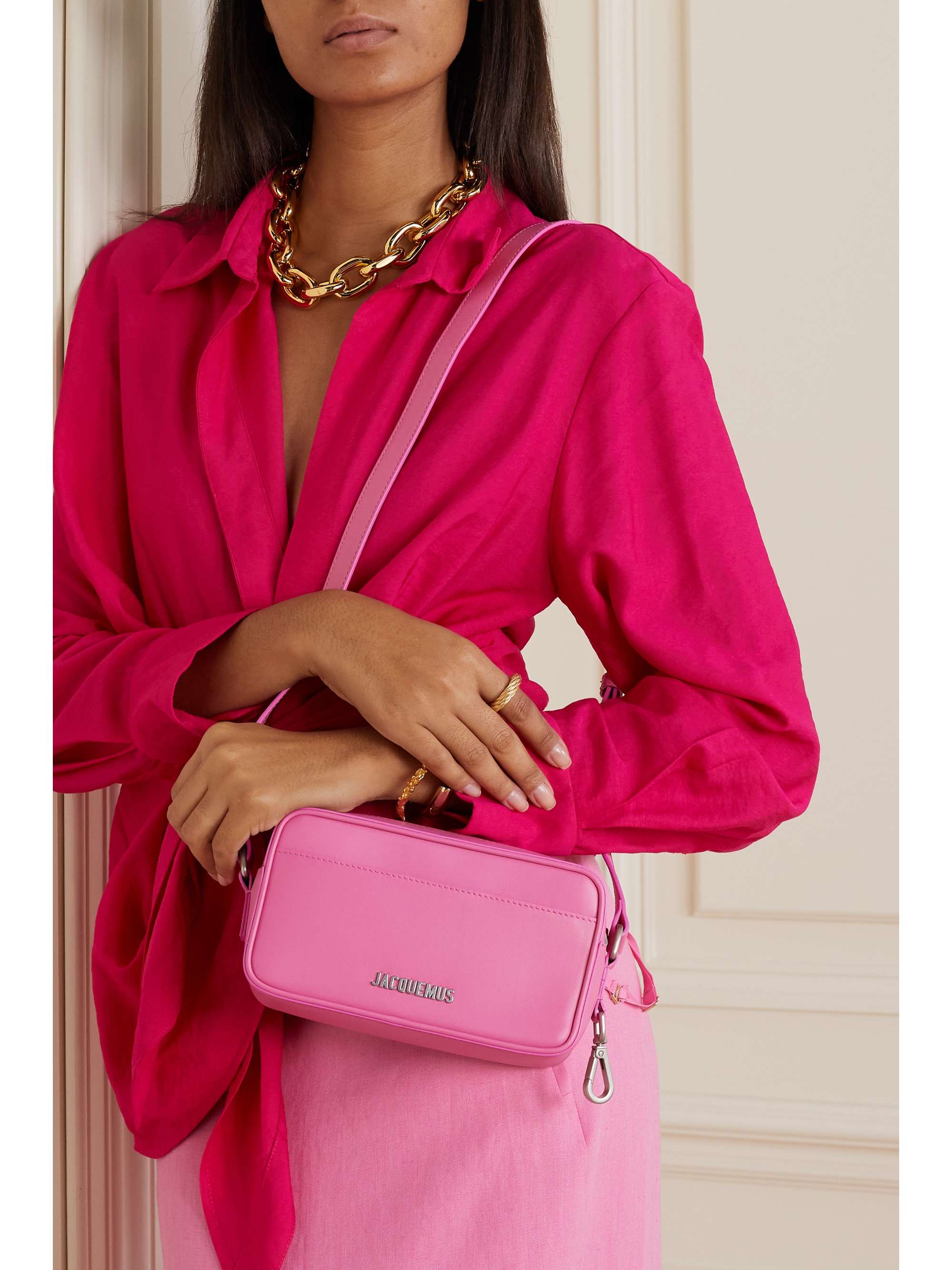 JACQUEMUS Le leather shoulder bag NETAPORTER