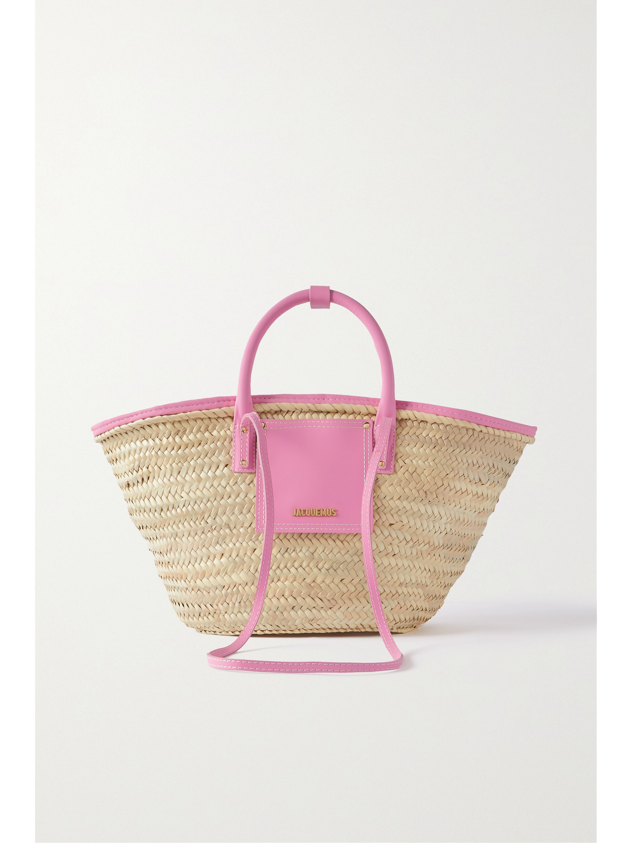 Jacquemus - Le Panier Soli Leather-trimmed Straw Tote - Pink