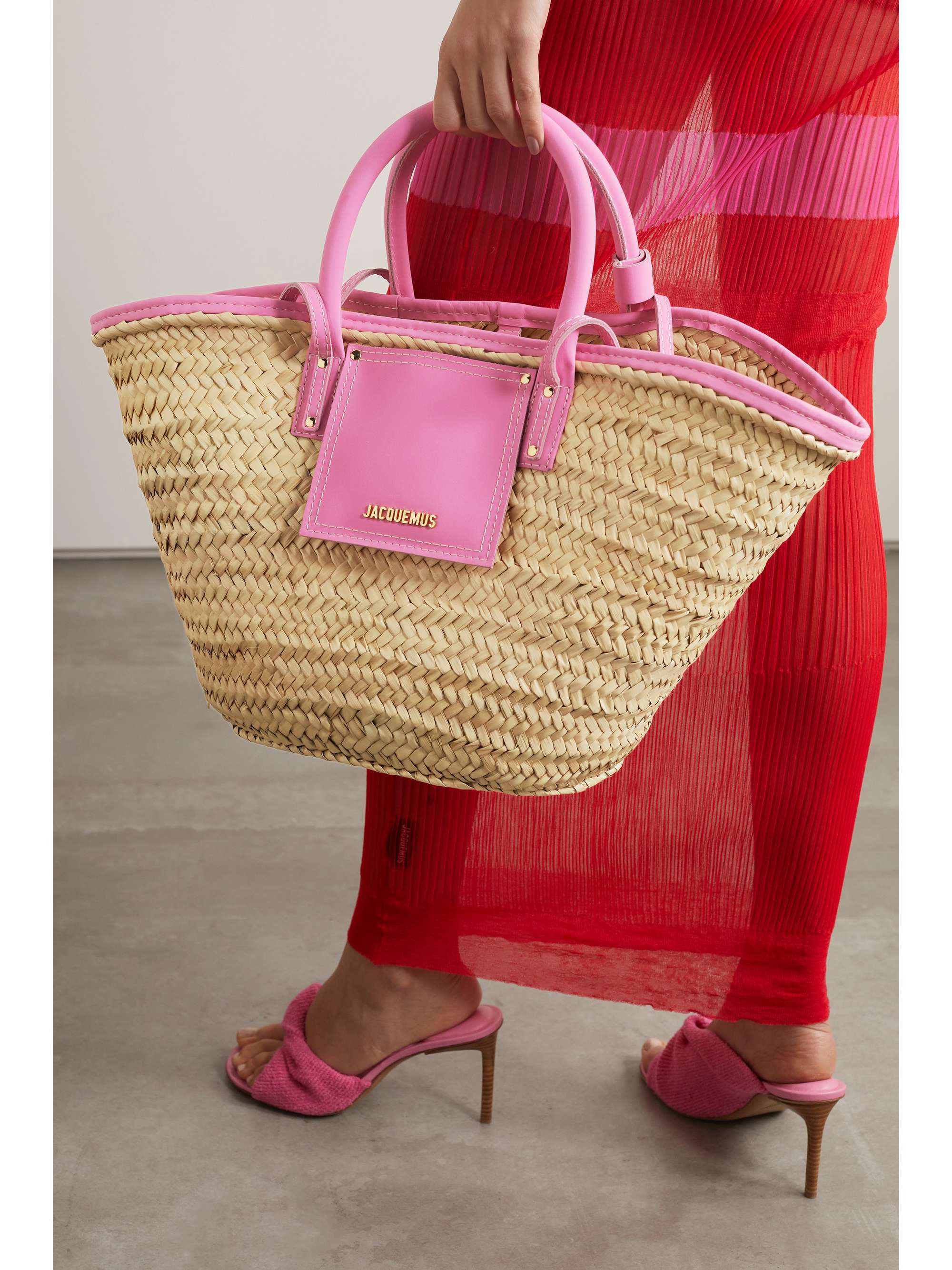JACQUEMUS Le Panier Soli leathertrimmed straw tote NETAPORTER