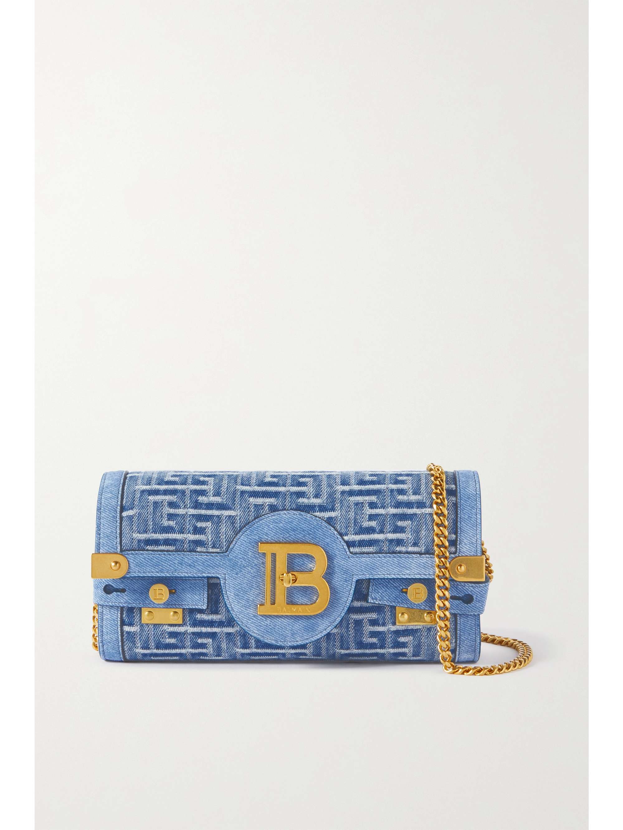 net-a-porter.com | Balmain B-Buzz 23 denim-jacquard shoulder bag