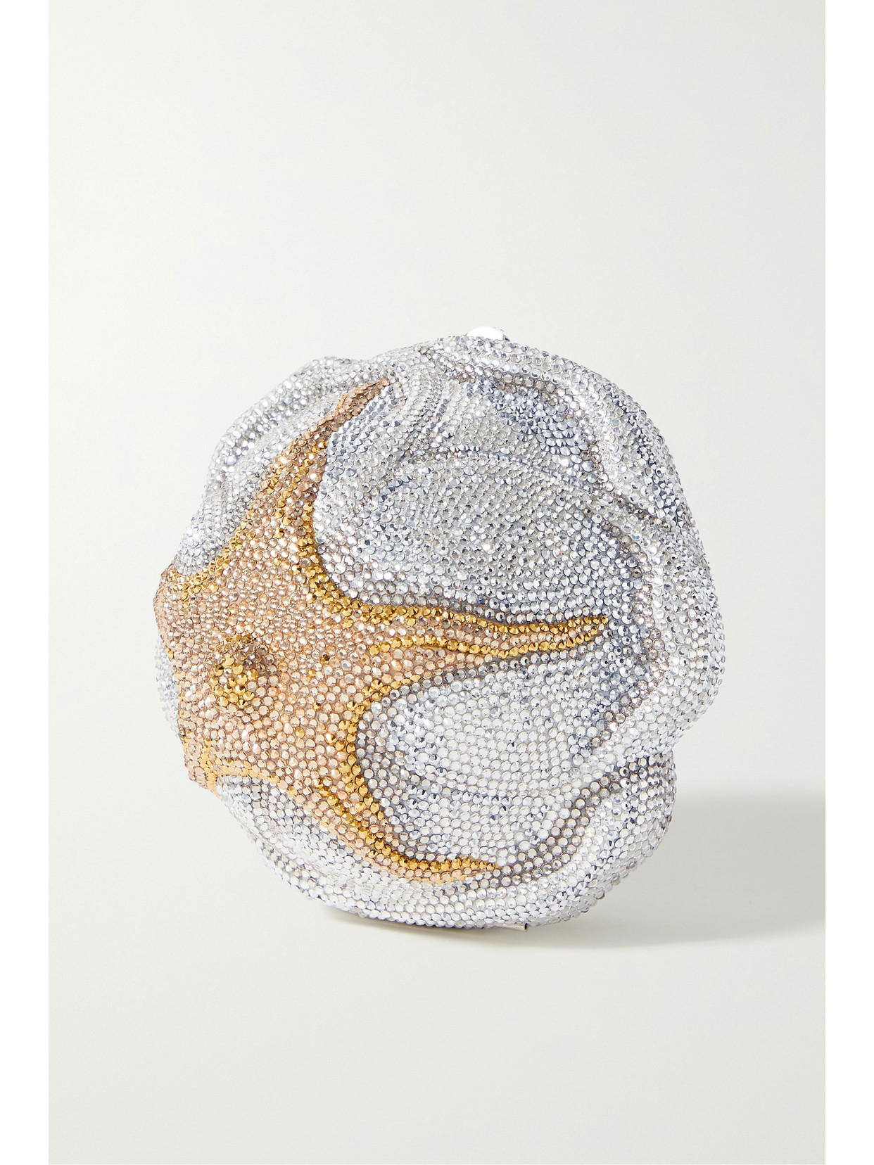 Judith Leiber Rose Desiree Crystal-embellished Silver-tone Clutch In Silver