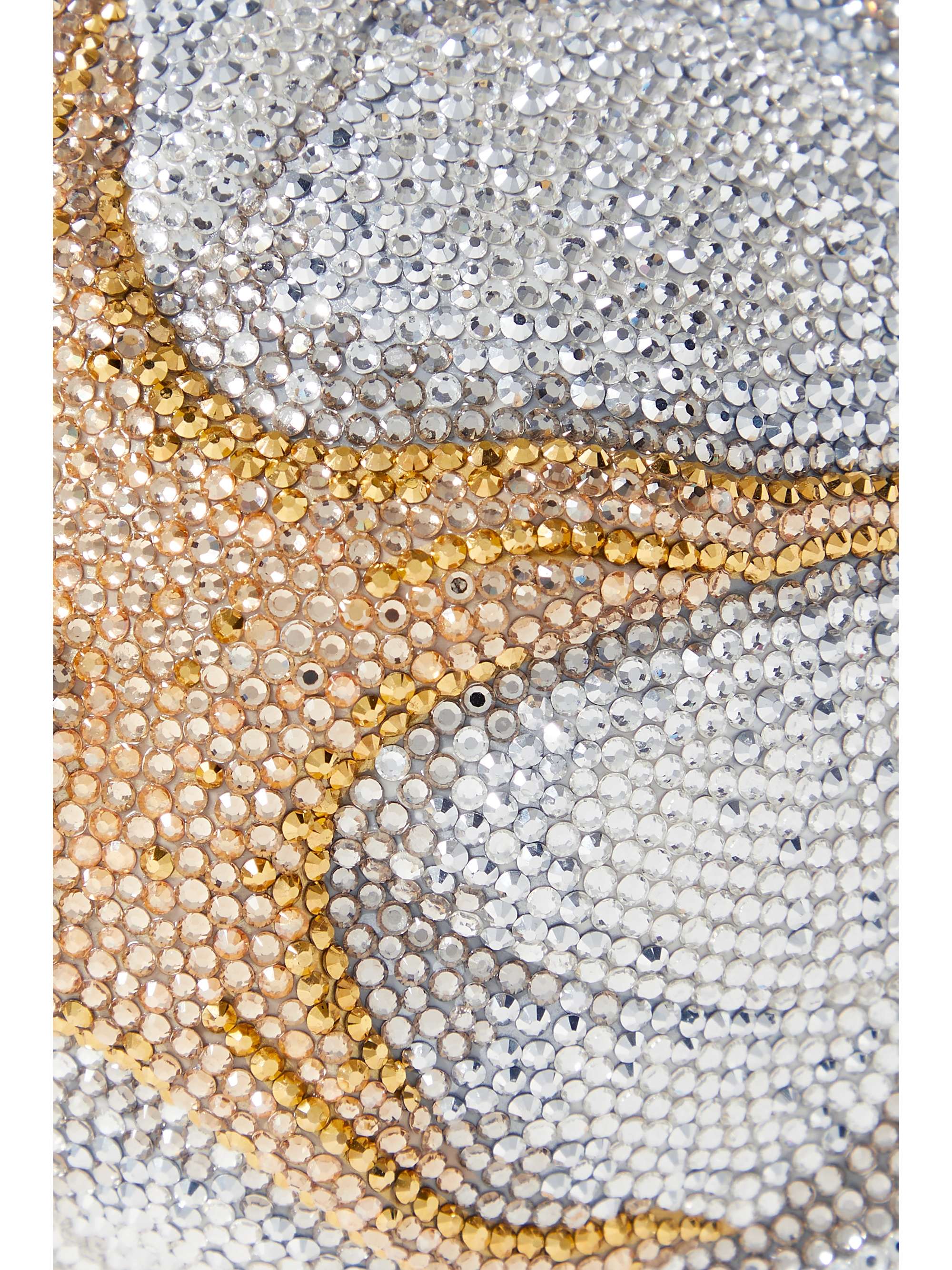 JUDITH LEIBER COUTURE Rose Desiree crystal-embellished silver-tone clutch