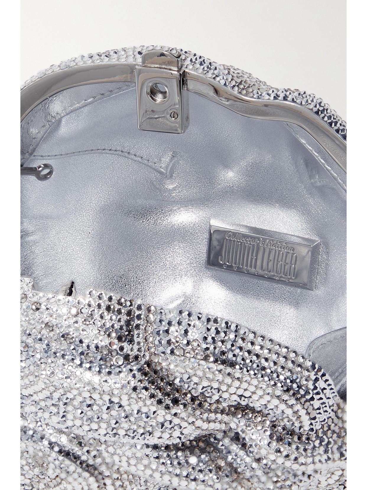 Judith Leiber Rose Desiree Crystal-embellished Silver-tone Clutch In Silver